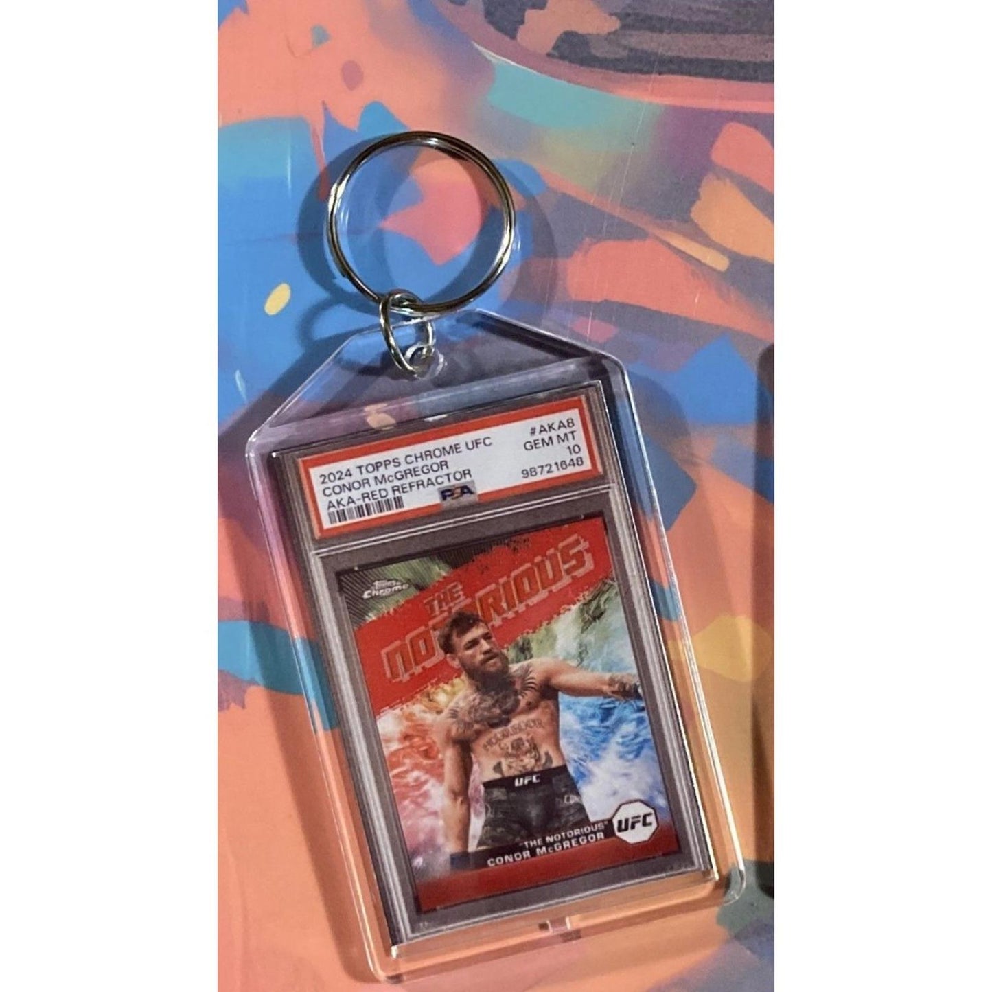 0145 Conor McGregor 2024 Topps Chrome AKA Red Refractor Custom Novelty Keychain