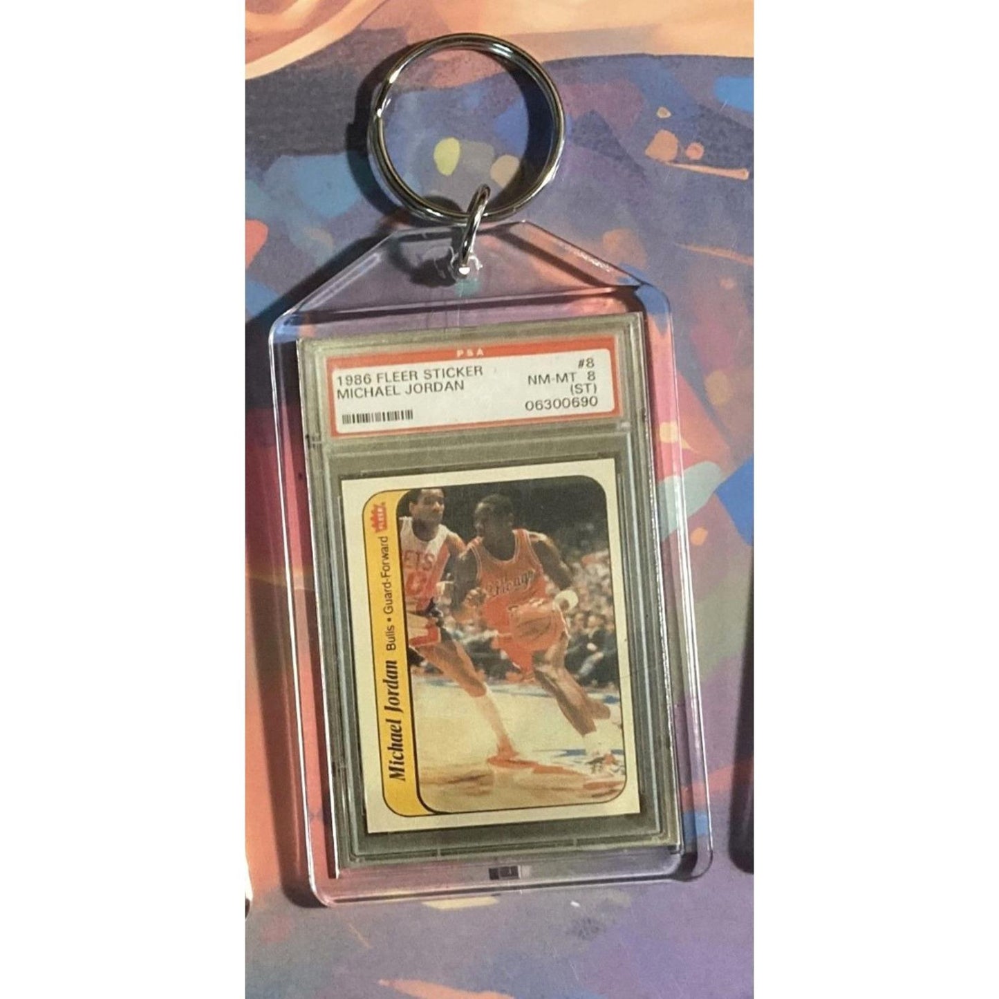 0256 Michael Jordan 1986 Fleer Sticker Custom Hand Made Novelty Keychain-Gift