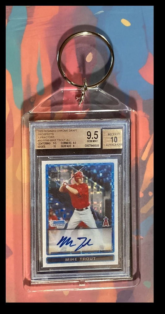 2984 Mike Trout 2009 Bowman Chrome Draft Rookie Auto Keychain-Gift KYC BBL