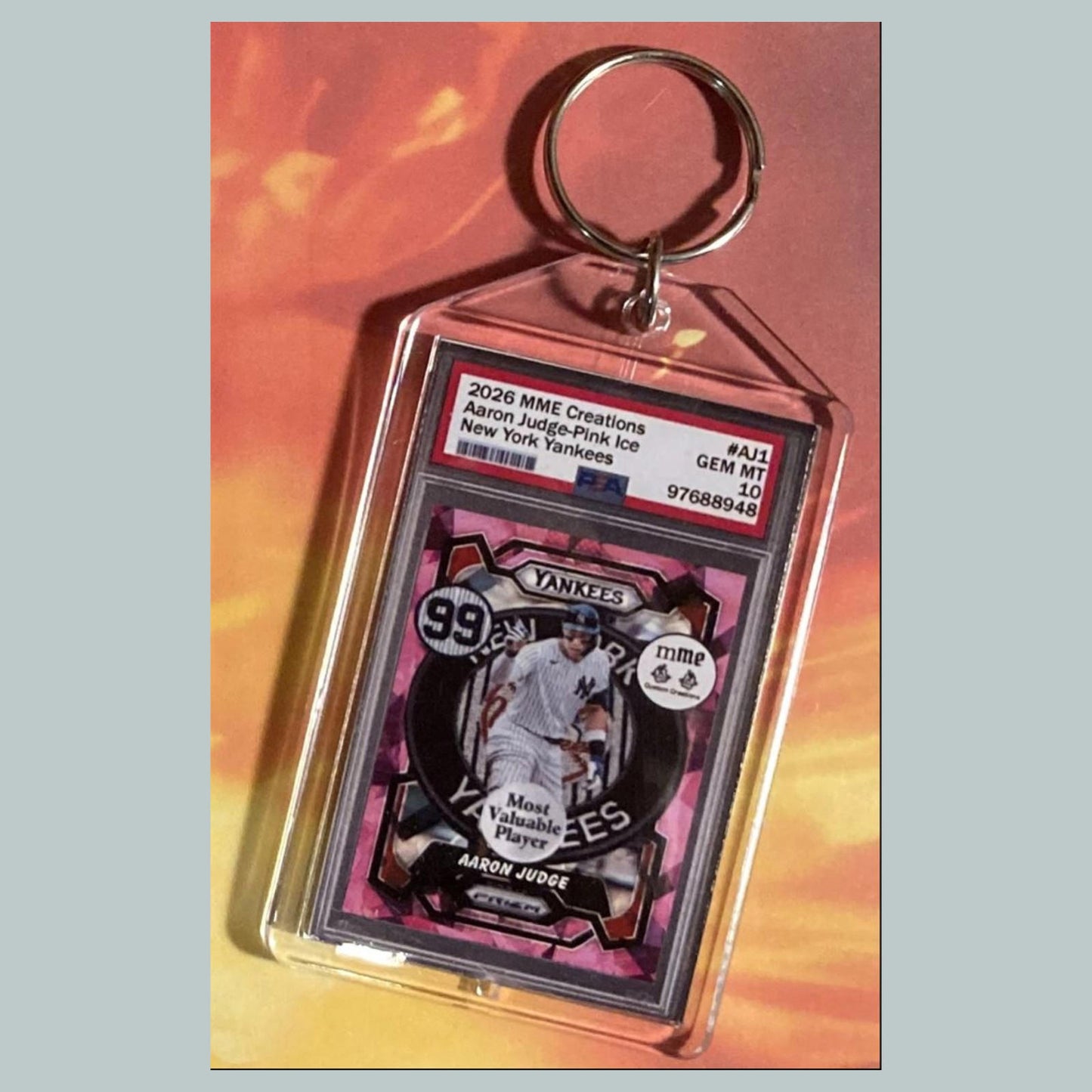0799 Aaron Judge Pink Ice Custom Hand Made Keychain