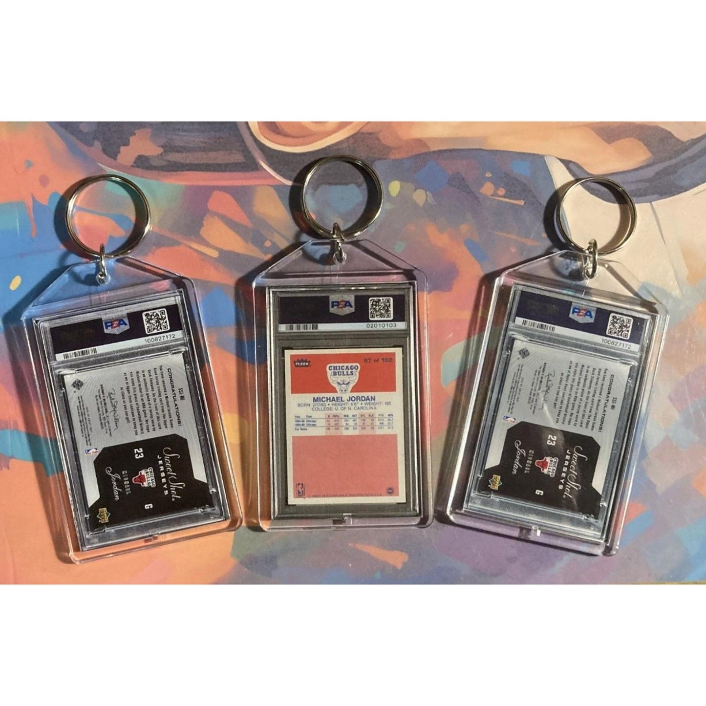 0174B Michael Jordan - 3 Pack Bundle 3 Different Custom Novelty Keychains