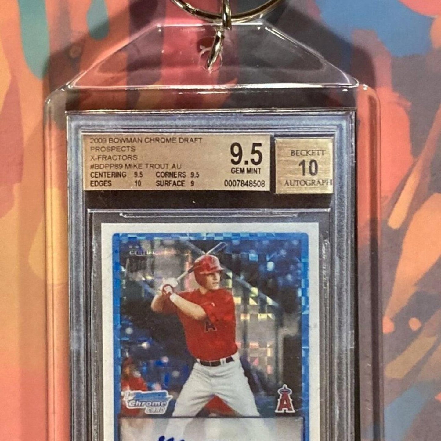0027 Mike Trout 2009 Bowman Chrome Draft Rookie Auto Custom Novelty Keychain