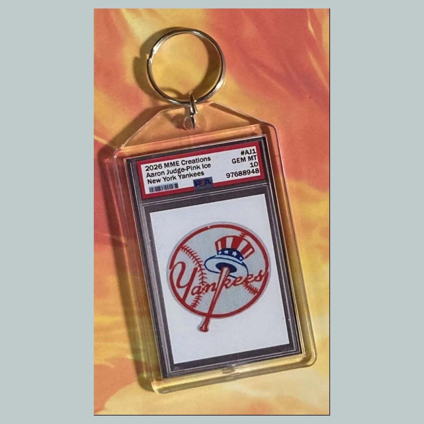 3757 Aaron Judge Pink Ice Custom Hand Made Keychain BBL KYC