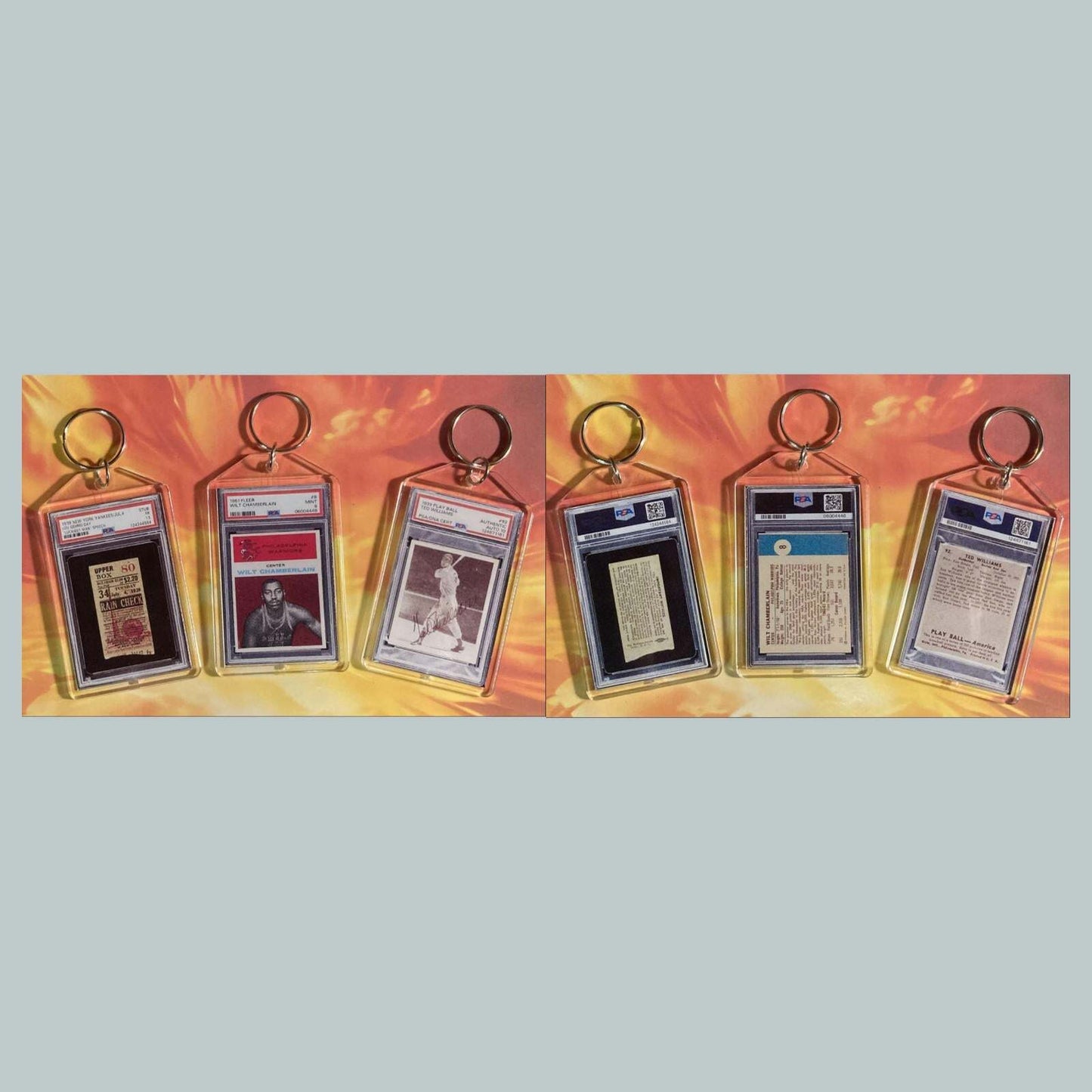 3663B Lou Gehrig/Chamberlain/Ted Williams 3 Pack Bundle Custom Made Keychains BBL KYC