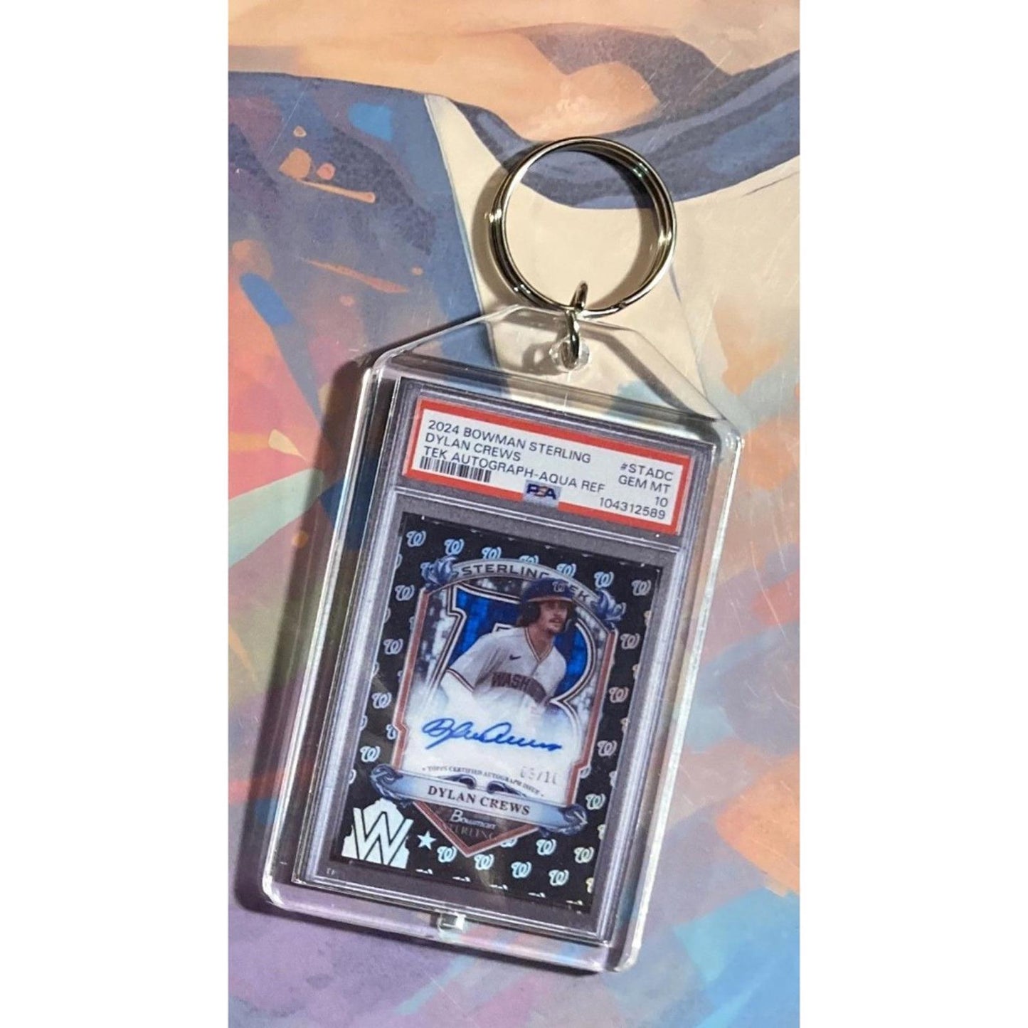 0147 Dylan Crews 2024 Bowman Sterling Tek Aqua Auto Custom Made Novelty Keychain