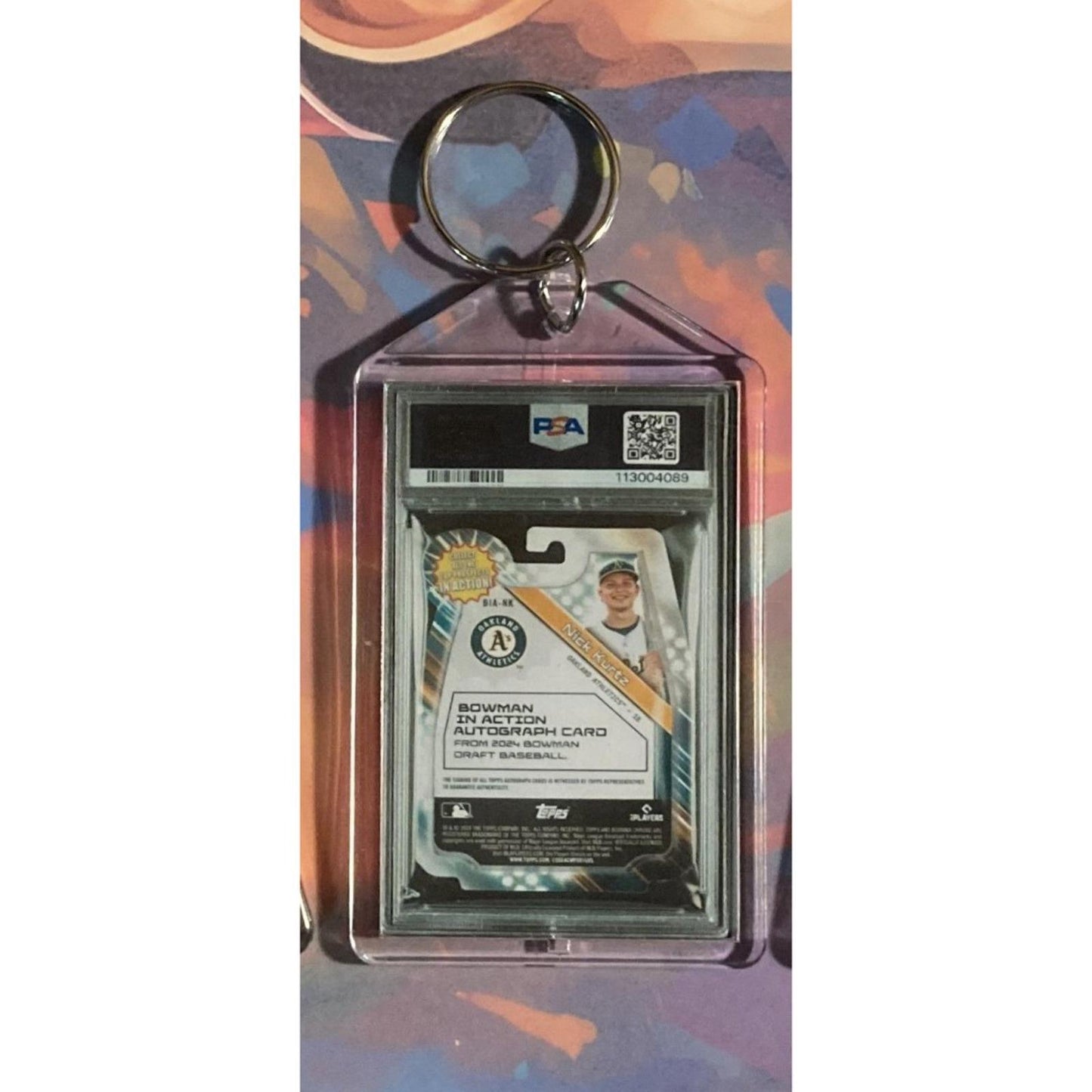 0274 Nick Kurtz  2024 Bowman Draft Chrome In Action Auto Custom Novelty Keychain