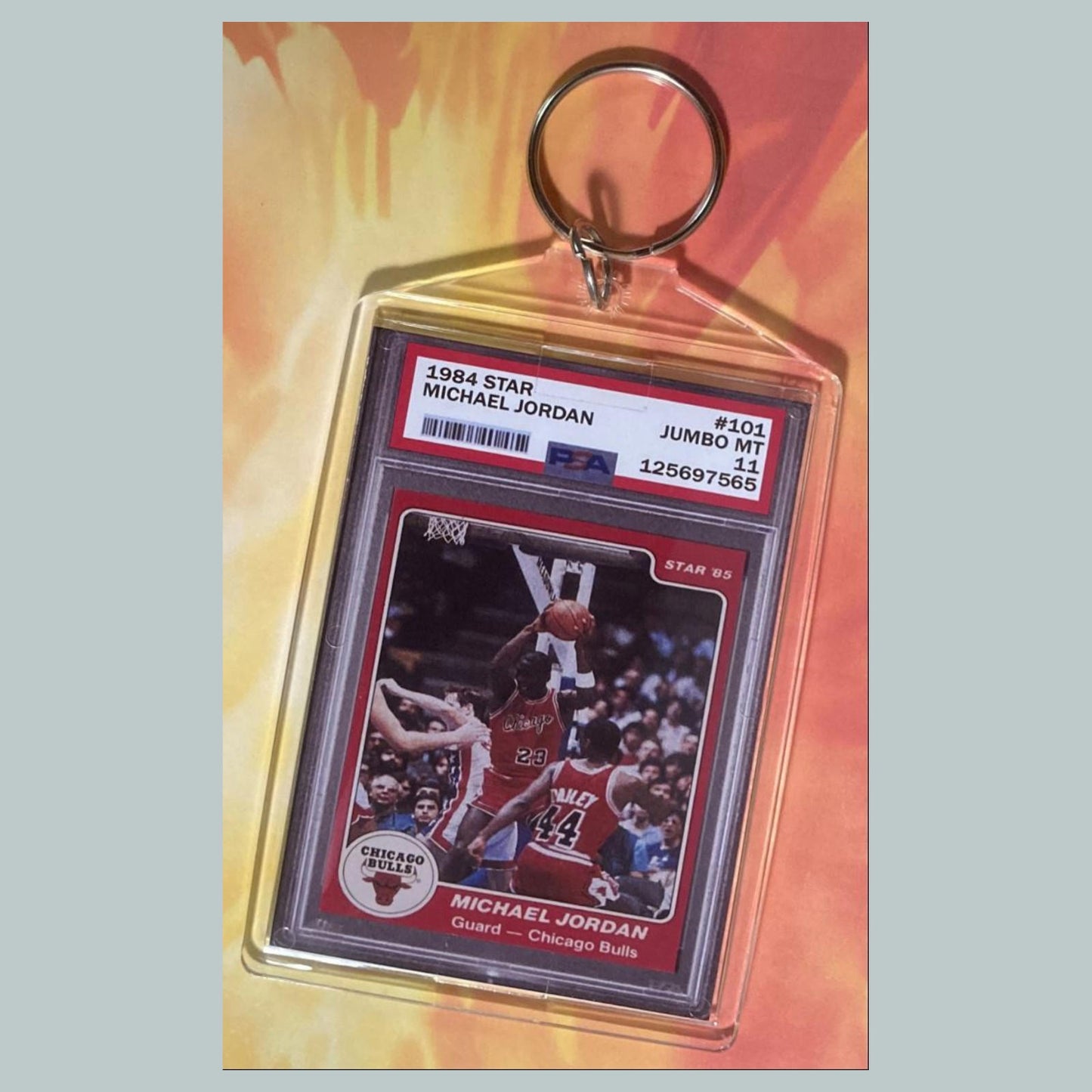 0693 Michael Jordan Jumbo Keychain 1984 Star Red Custom Hand Made Jumbo Keychain