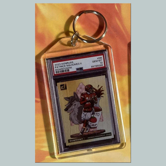 3604 Patrick Mahomes 2023 Panini Donruss Downtown Custom Keychain FBL