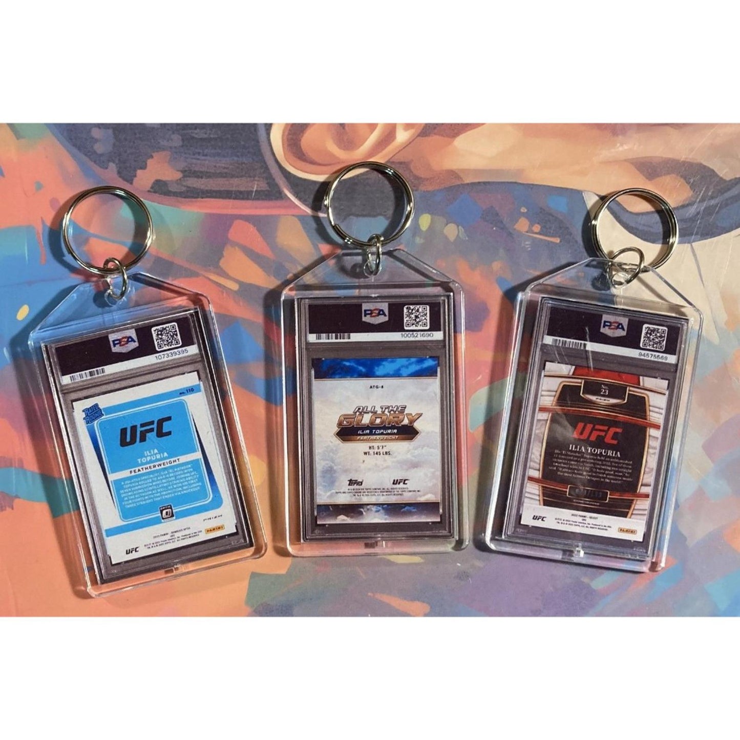 0213B Ilia Topuria 3 Pack Bundle - 3 Different Custom Novelty Keychains -Gift