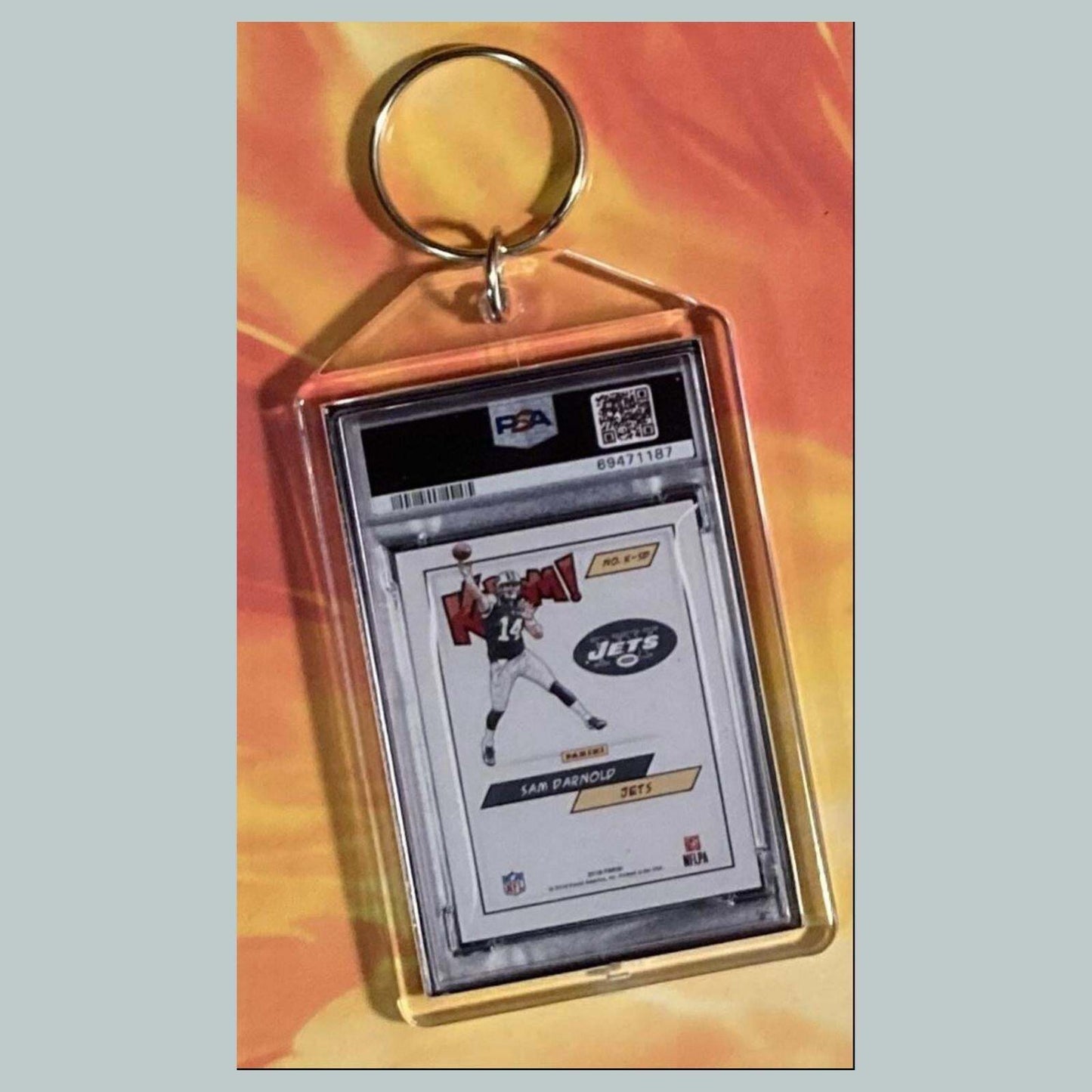 3778 Sam Darnold 2018 Panini Kaboom Gold Custom Hand Made Keychain FBL