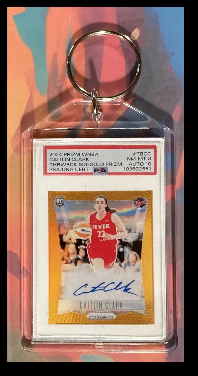3263 Caitlin Clark 2024 Panini Prizm Auto PSA Style-Custom Keychain-Great Gift BKL KYC