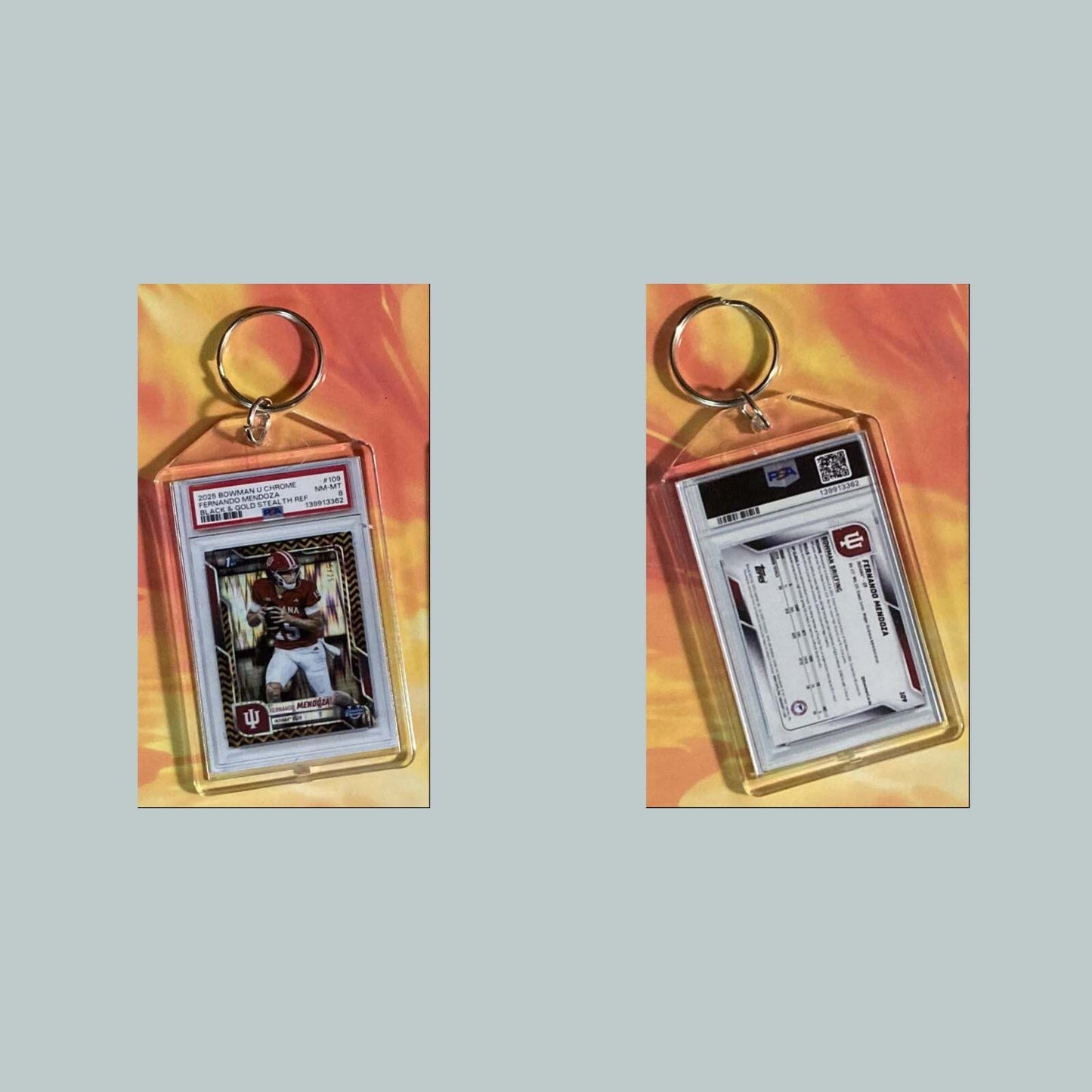 3730 Fernando Mendoza 2025 Bowman U Black & Gold Stealth Custom Made Keychain FBL