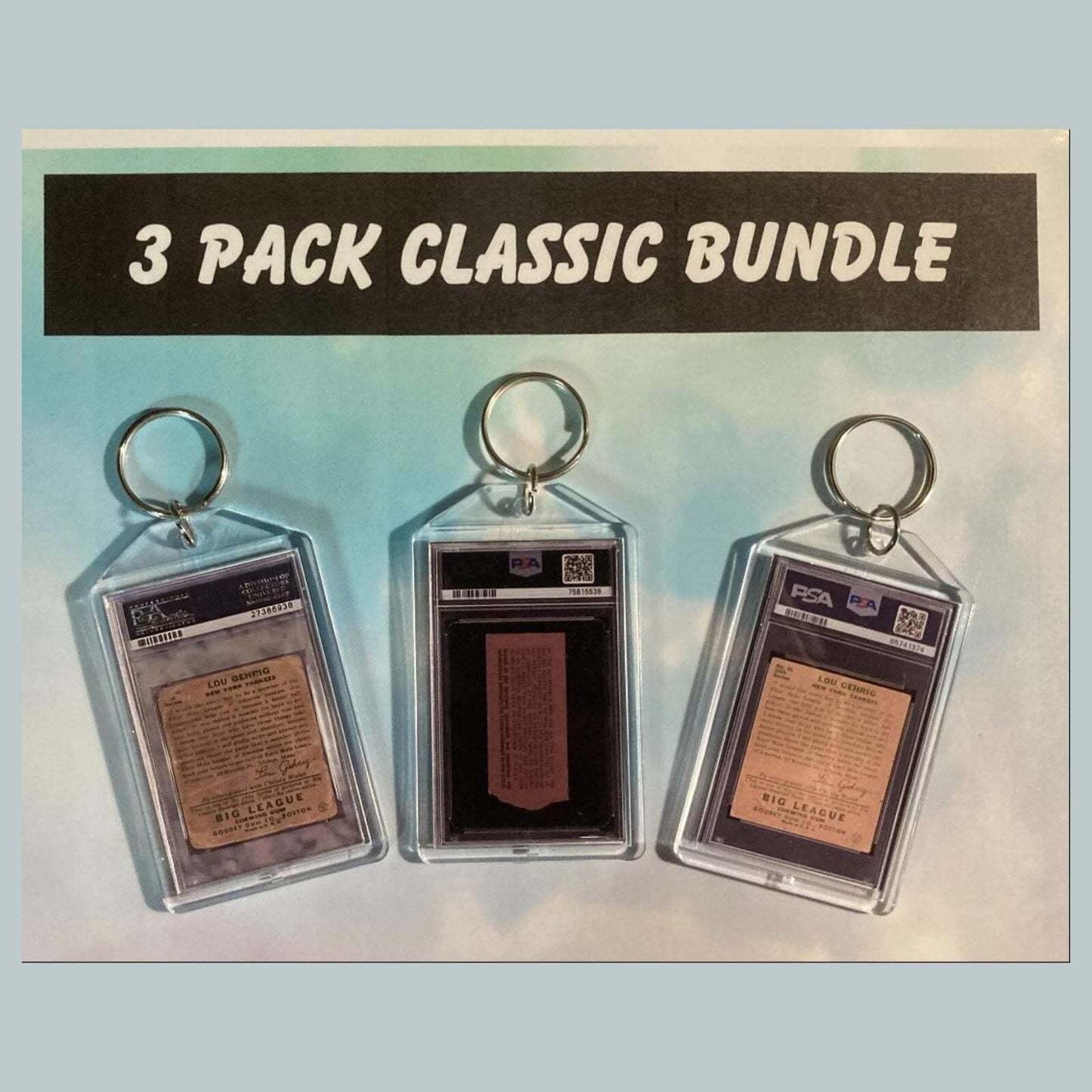 3627B Lou Gehrig-Jackie Robinson-Gehrig 3 Pack Bundle Custom Hand Made Keychains BBL KYC