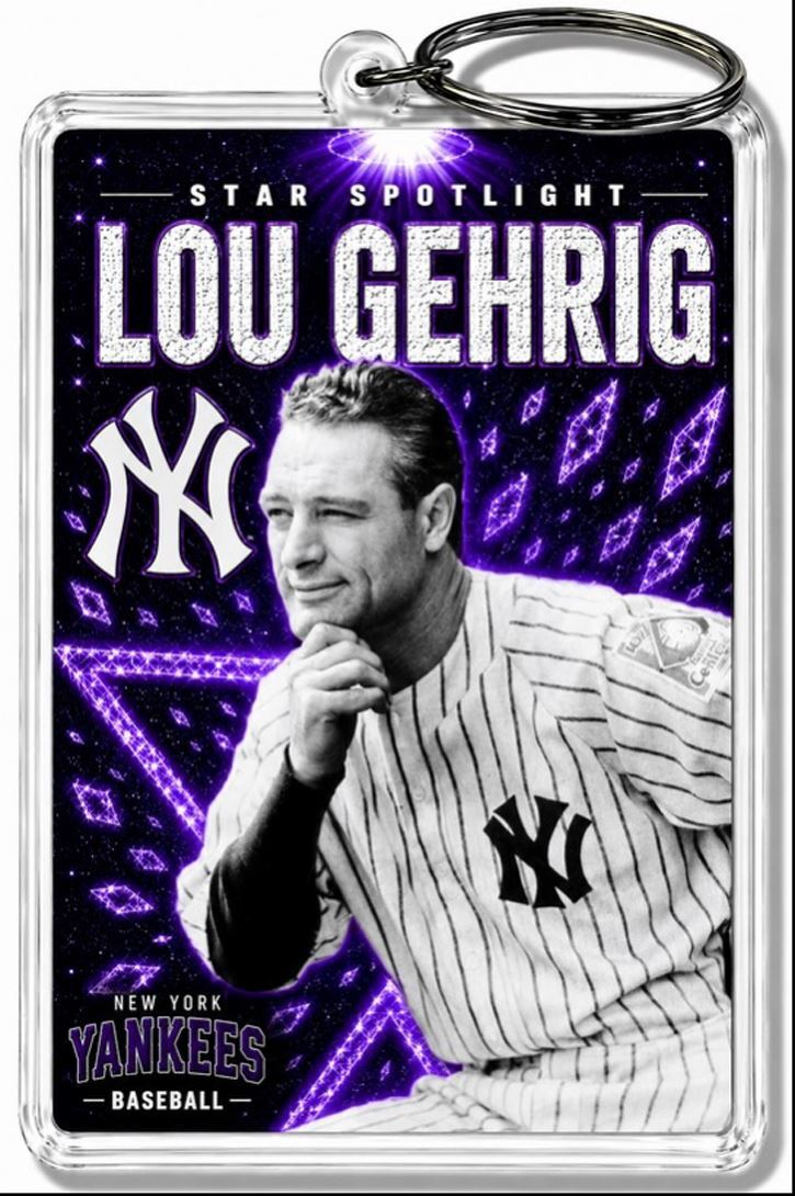 3912 Lou Gehrig Keychain Purple Spotlight Premium Keychain No Nameplate BBL KYC