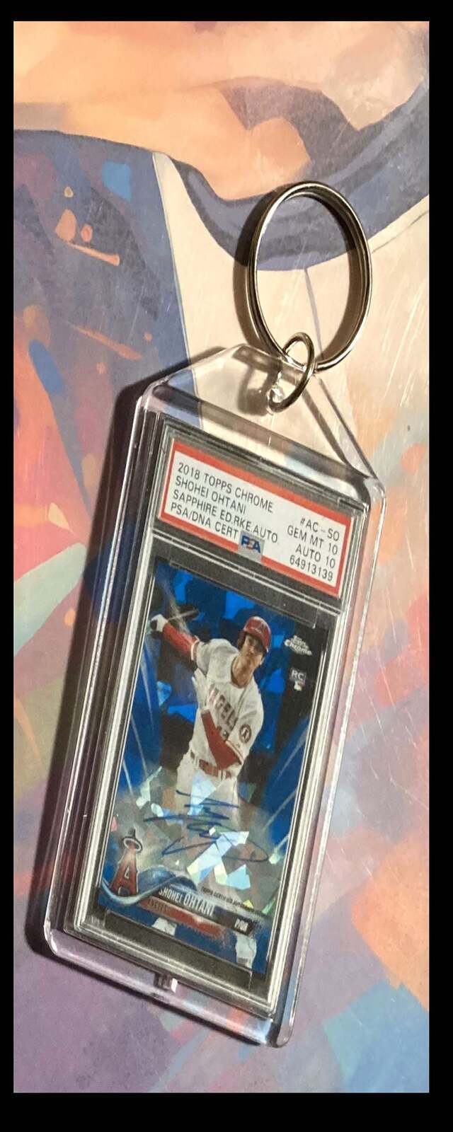 3211 Shohei Ohtani 2018 Topps Chrome Sapphire Auto - Custom Keychain -Great Gift BBL KYC