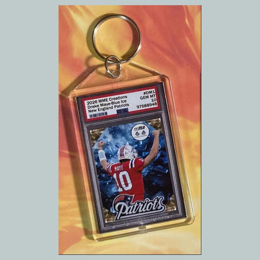 3762 Drake Maye 2026 Mockup Blue Ice Custom Hand Made Keychain FBL