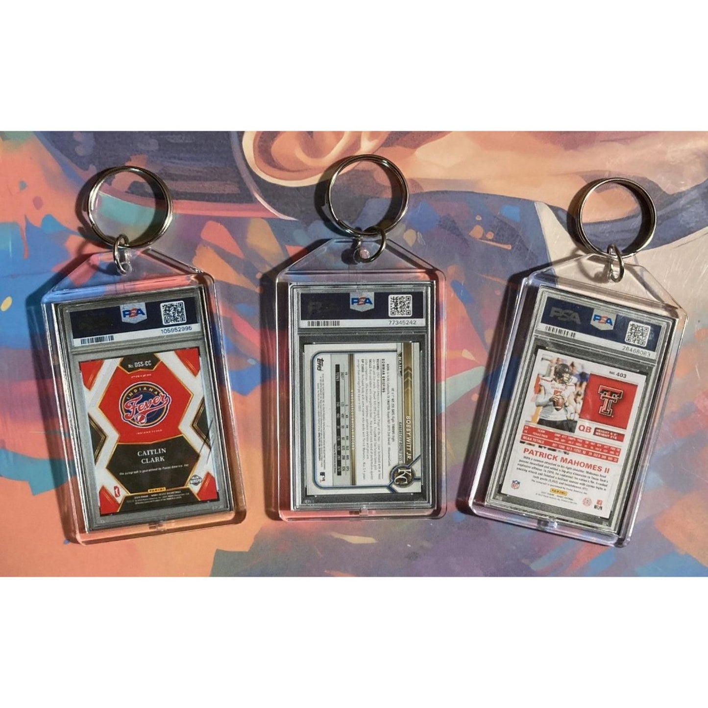 0303B Caitlin Clark/Stroud/Elly 3 Pack Multi-Sport Bundle Novelty Keychains
