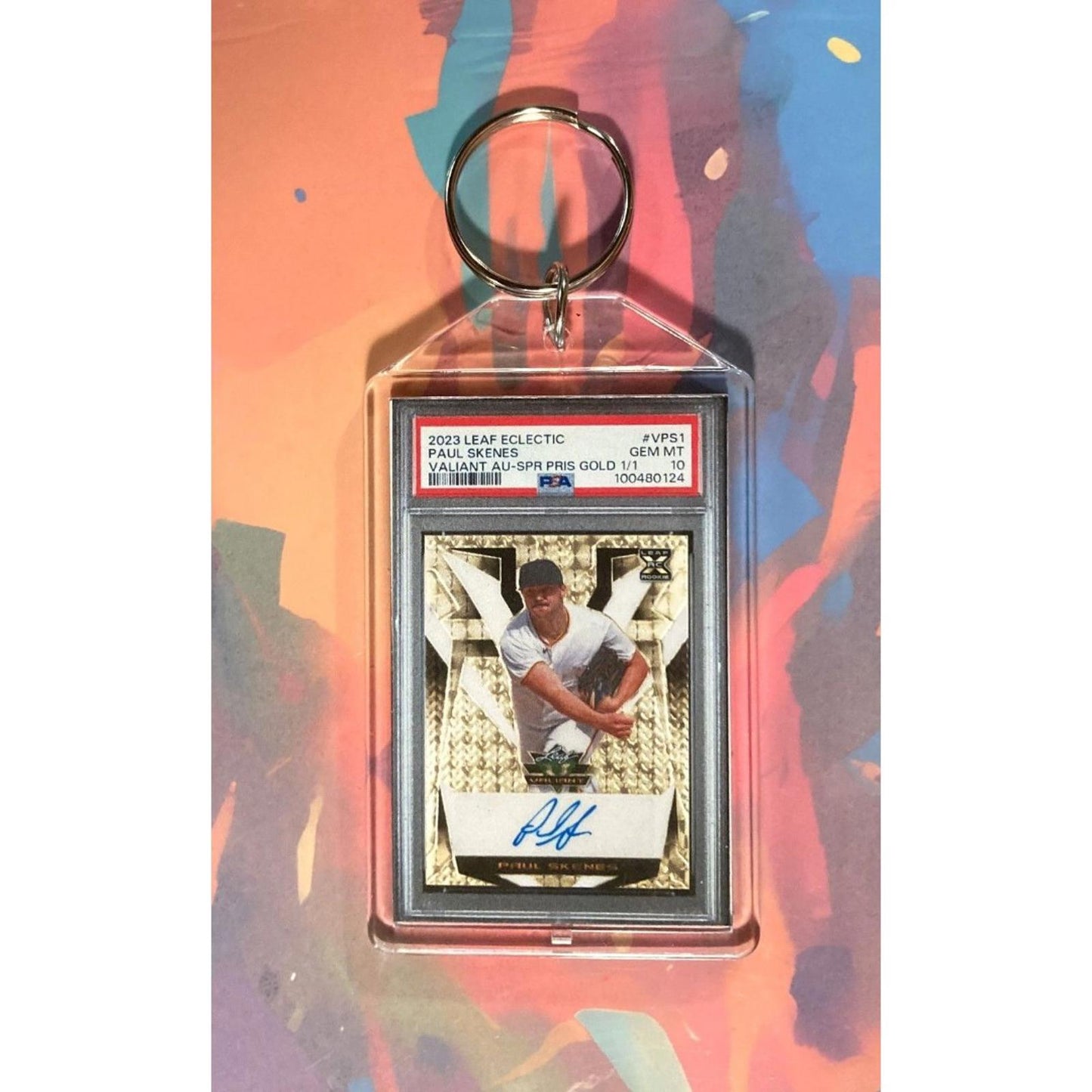 0086 Paul Skenes 2023 Leaf Eclectic Gold Auto SuperFractor Novelty Keychain