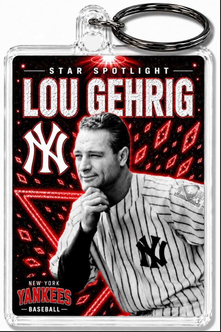 3910 Lou Gehrig Keychain Red Spotlight Premium Keychain No Nameplate BBL KYC