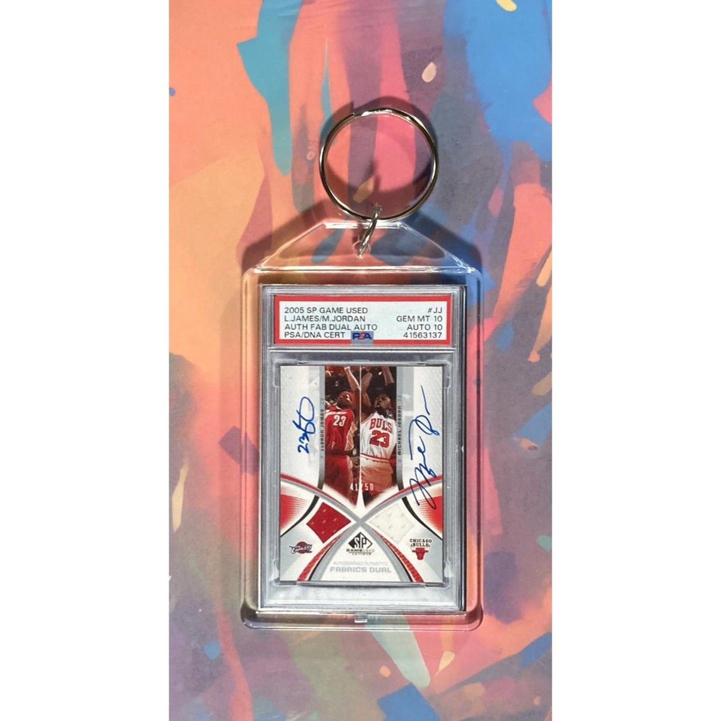 0094 Michael Jordan/LeBron James 2005 Fabrics Dual Patch Autos Novelty Keychain