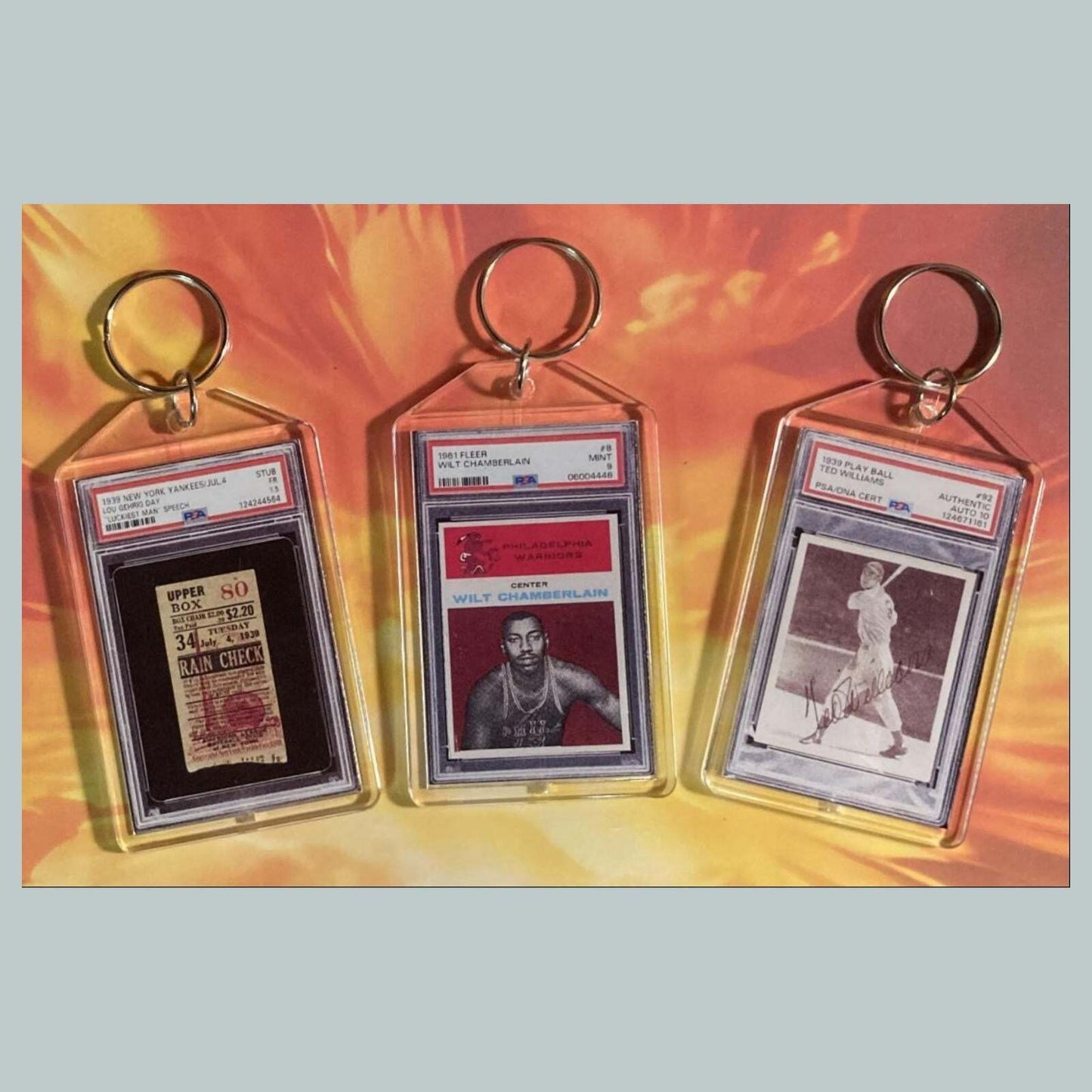 3663B Lou Gehrig/Chamberlain/Ted Williams 3 Pack Bundle Custom Made Keychains BBL KYC
