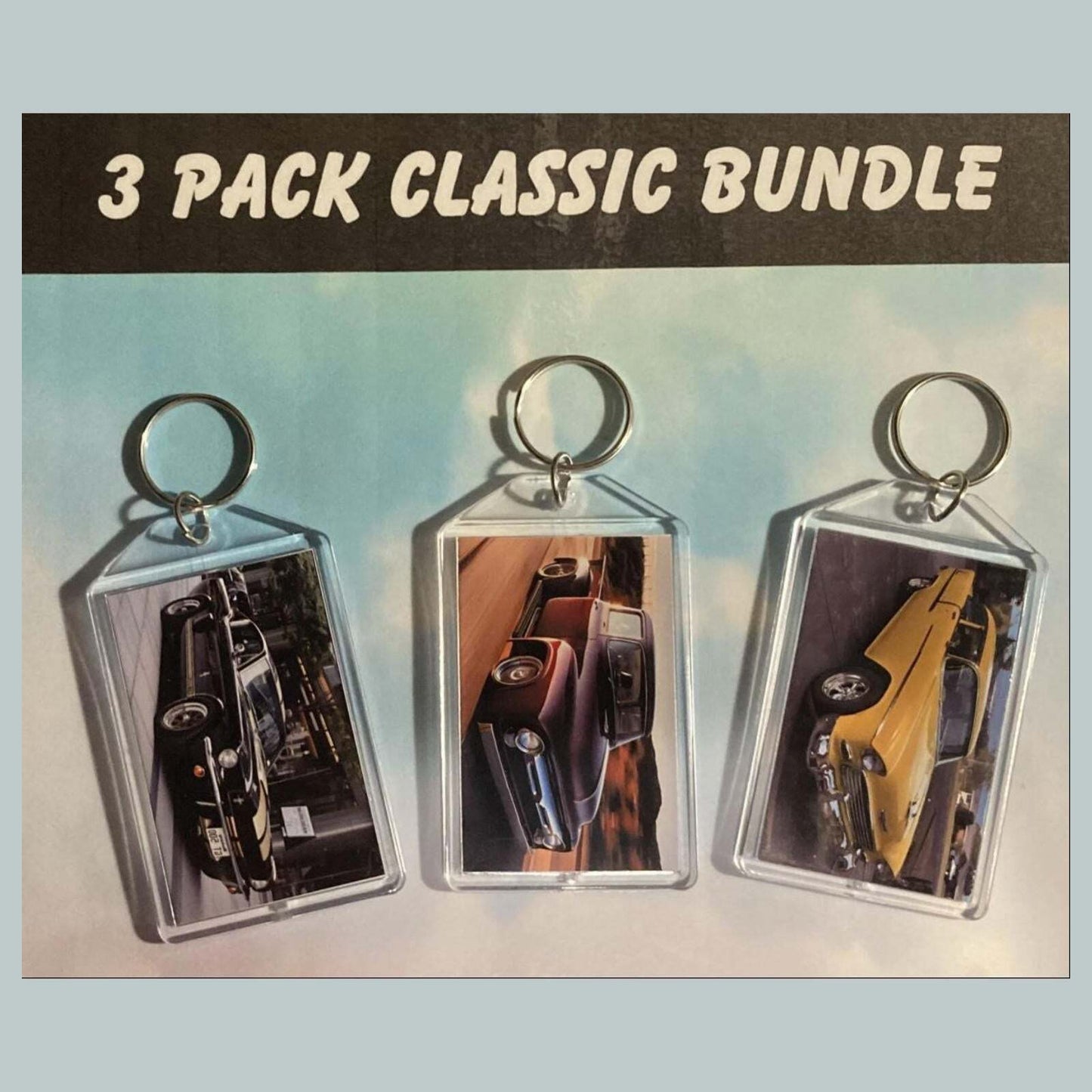3561B Threefer Bundle Classic Cars Acrylic Keychain |Vintage Automobile Keychain MSC KYC