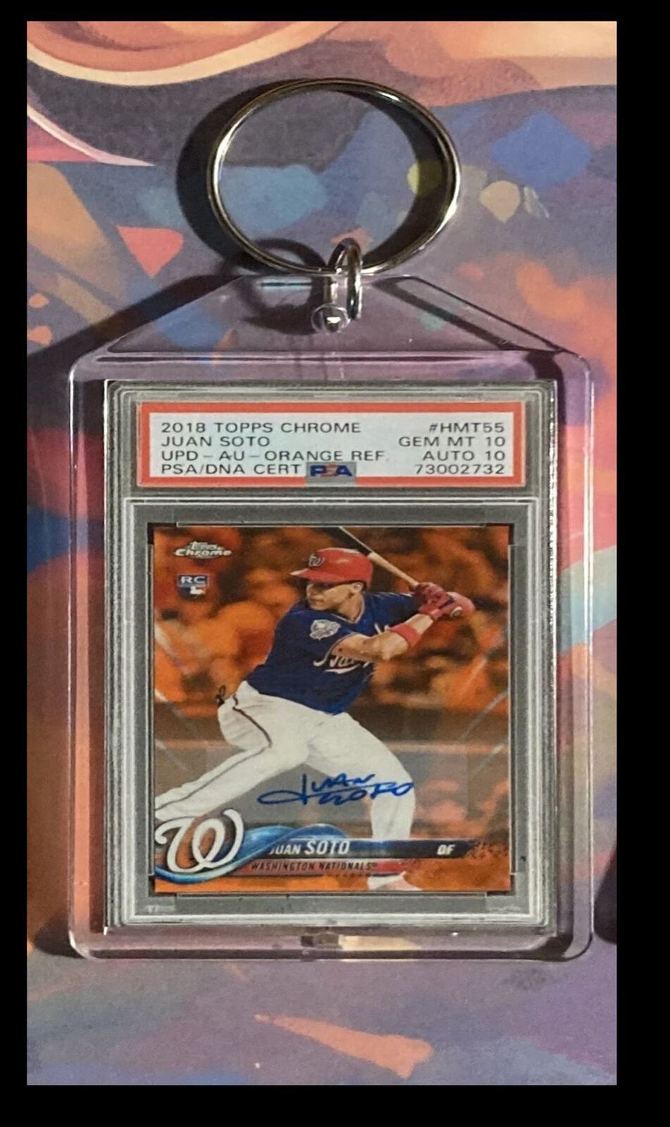 3200 Juan Soto 2018 Topps Chrome Orange Refractor - Custom Made Keychain BBL KYC