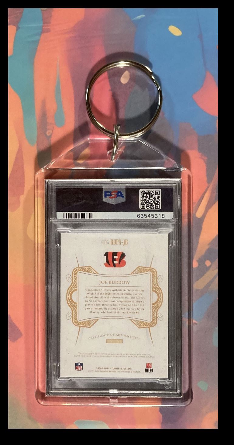 2970 Joe Burrow 2020 Panini Flawless Dual Patch Auto Keychain FBL KYC