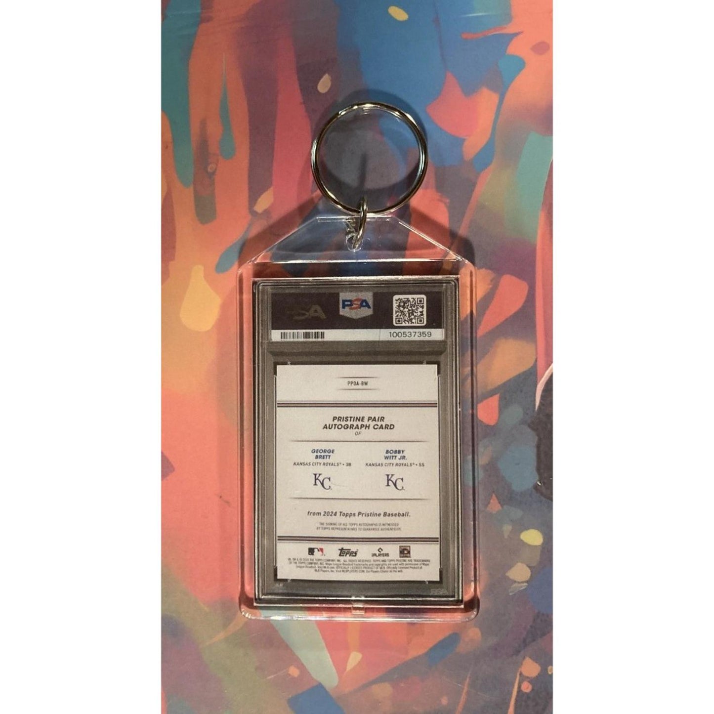 0077 Bobby Witt Jr/George Brett 2024 Topps Pristine Auto SuperFractor Keychain