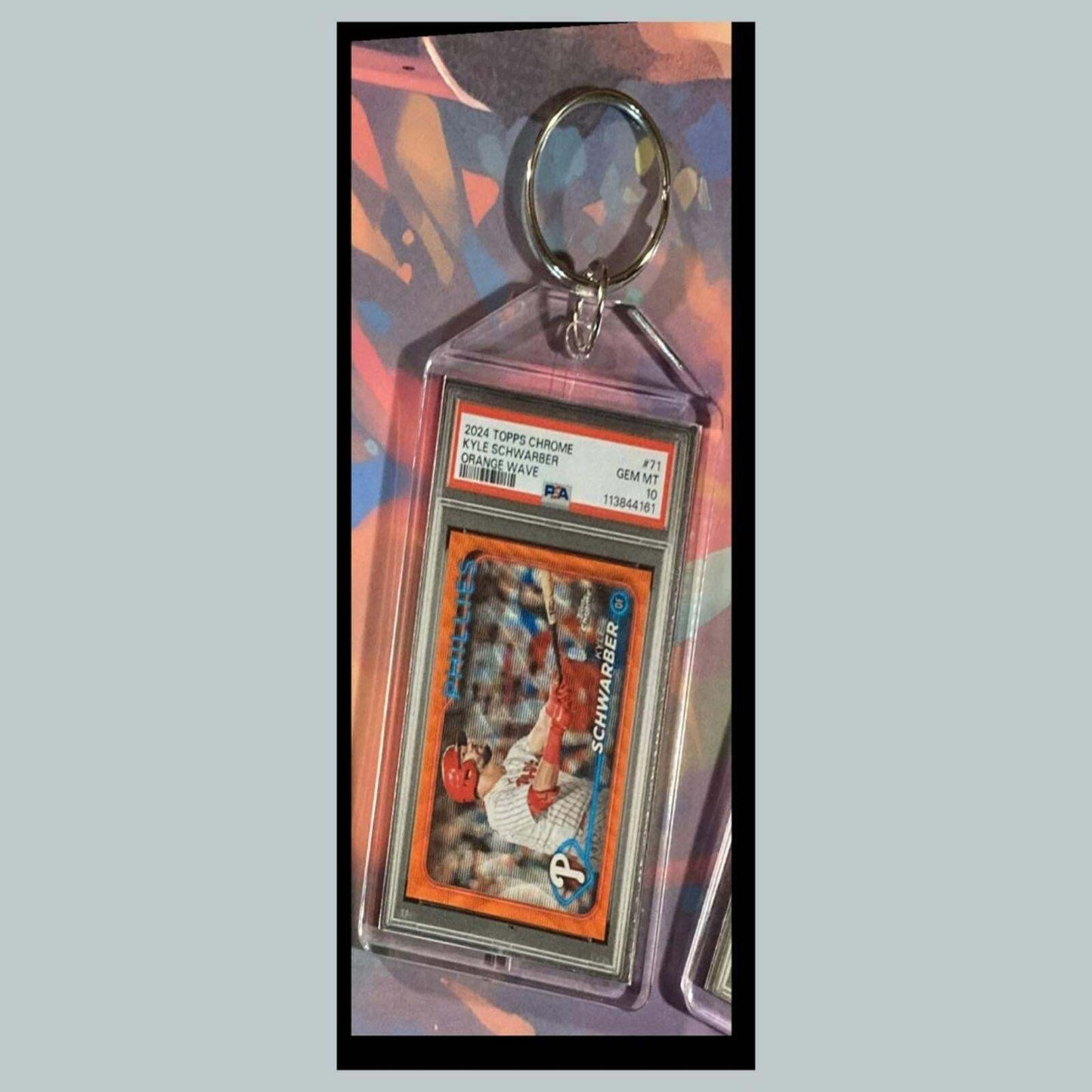 3386 Kyle Schwarber 2024 Chrome Orange Wave Custom Hand Made Keychain Great Gift BBL KYC