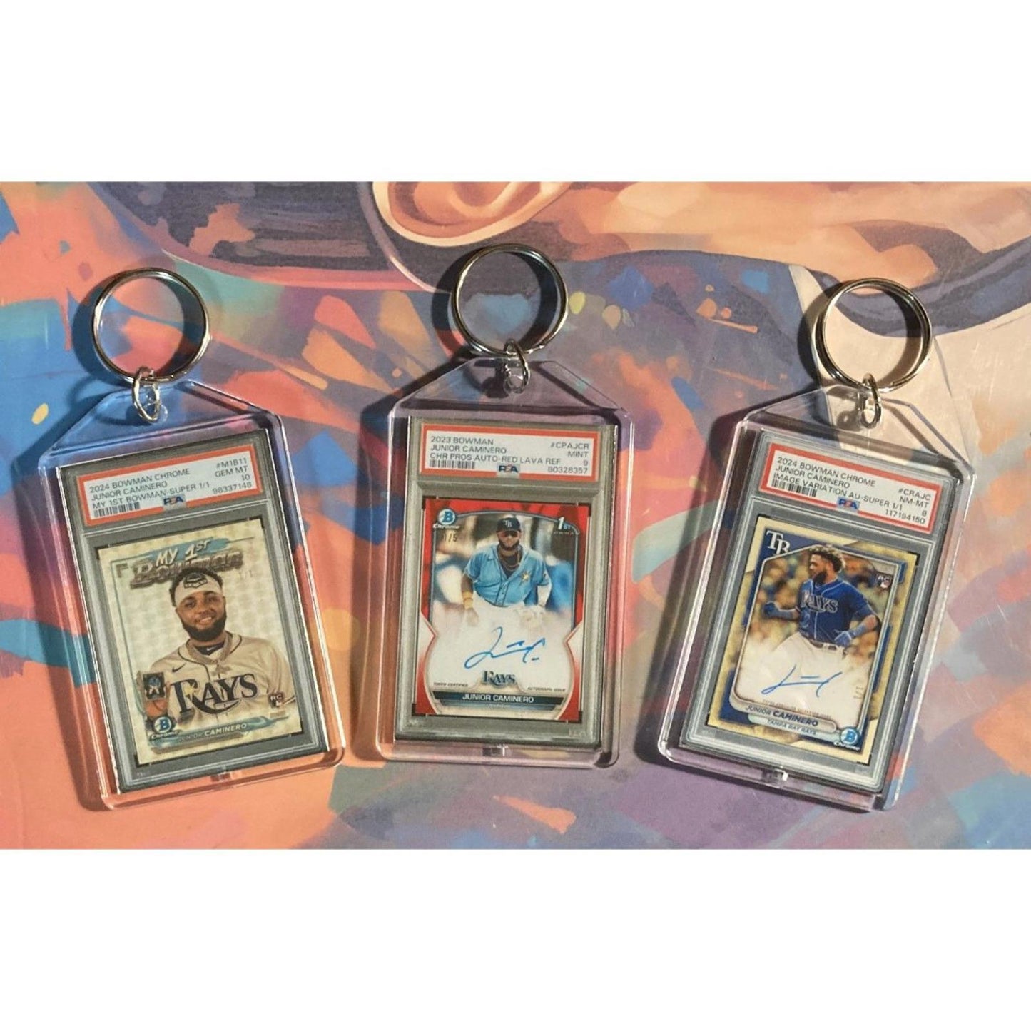 3435M Junior Caminero 9 Pack Mega Bundle - 9 Different Custom Novelty Keychains BBL KYC