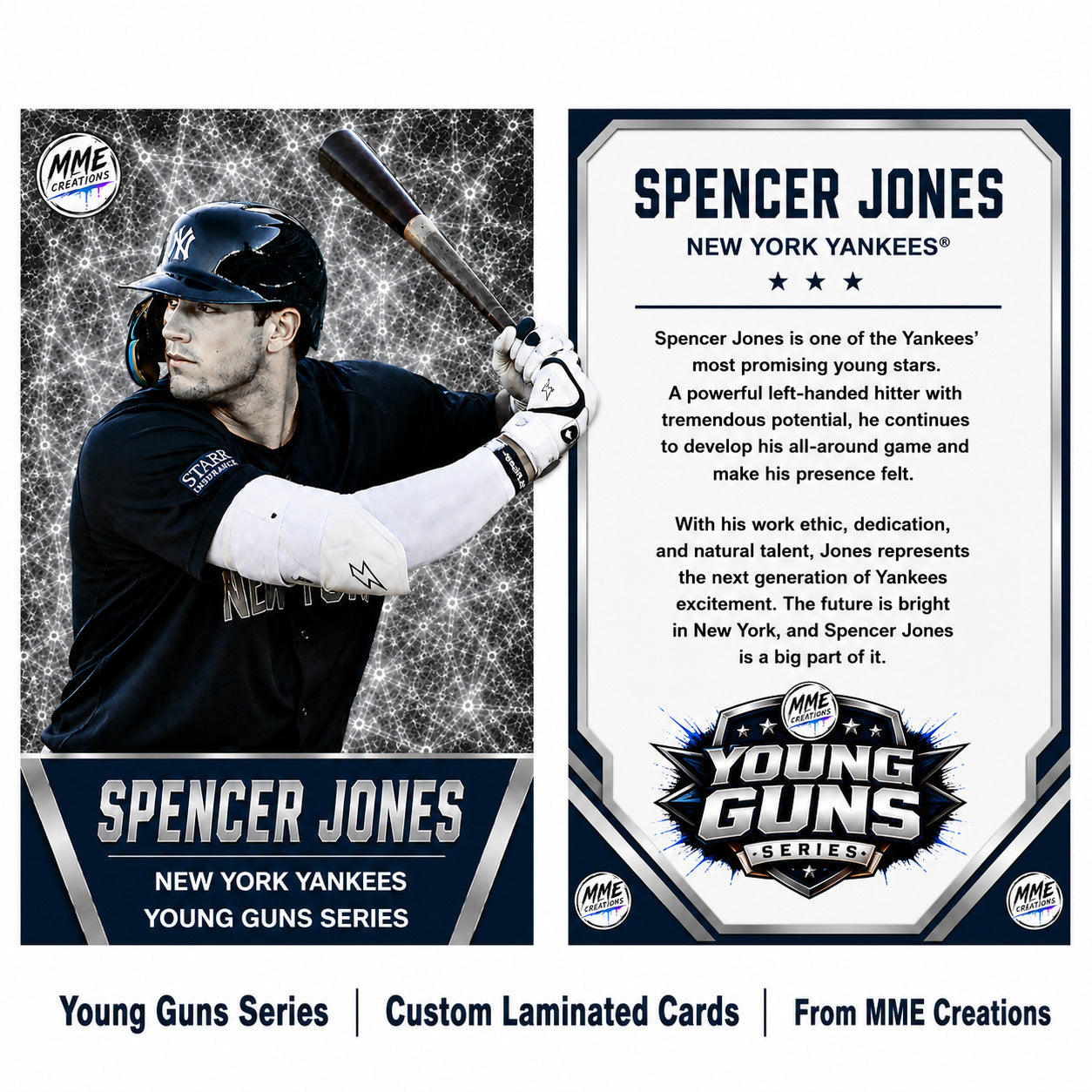 4229 Spencer Jones | Young Guns | Laminated Custom Baseball Card | Silver Ice
