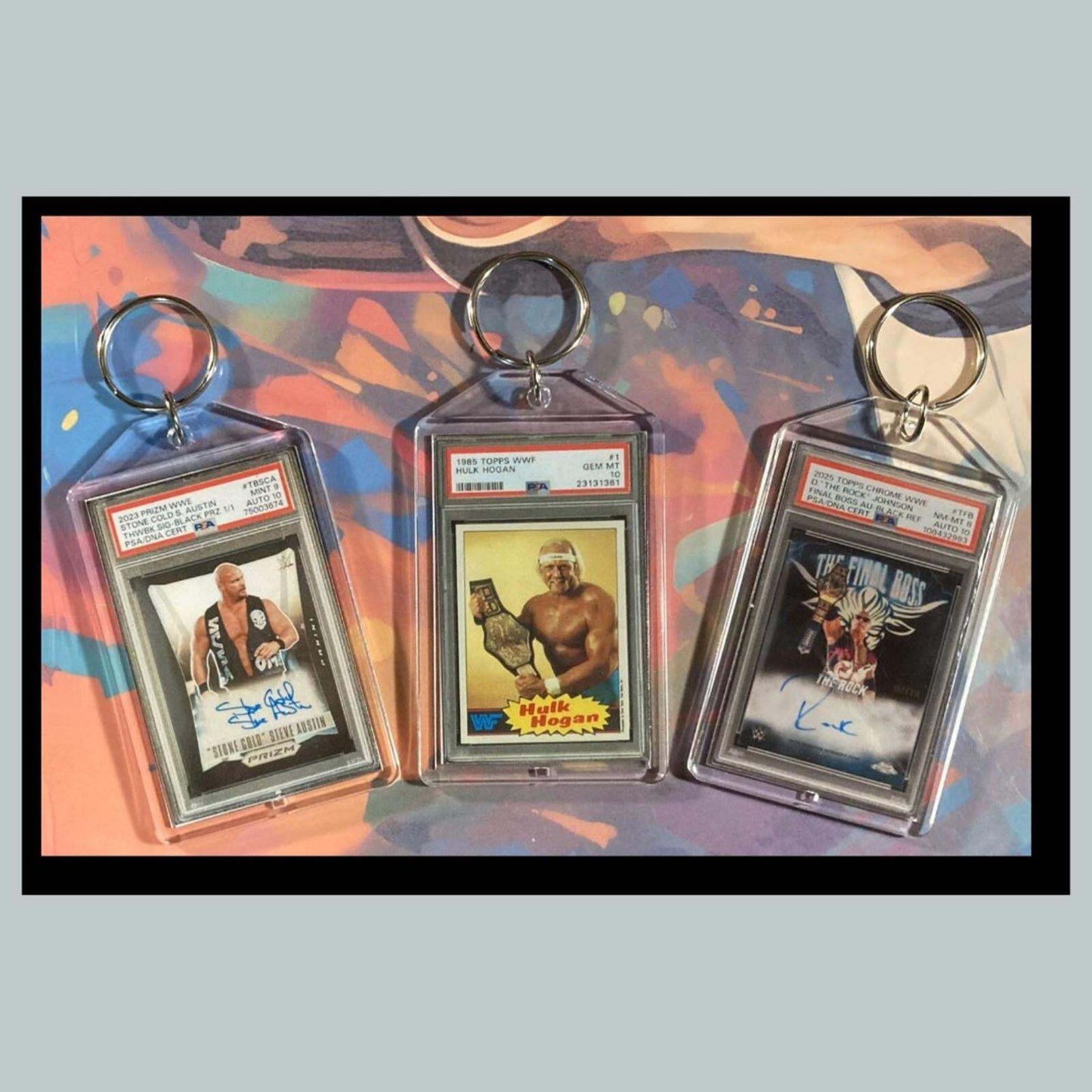 3375B Steve Austin/Hogan/The Rock 3 Pack Bundle - 3 Different Novelty Keychains KYC MSC