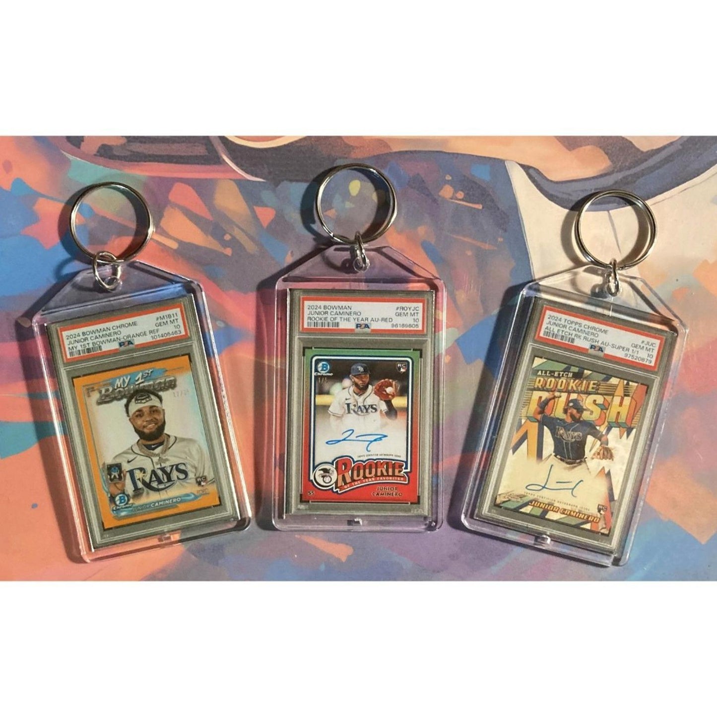 3435M Junior Caminero 9 Pack Mega Bundle - 9 Different Custom Novelty Keychains BBL KYC