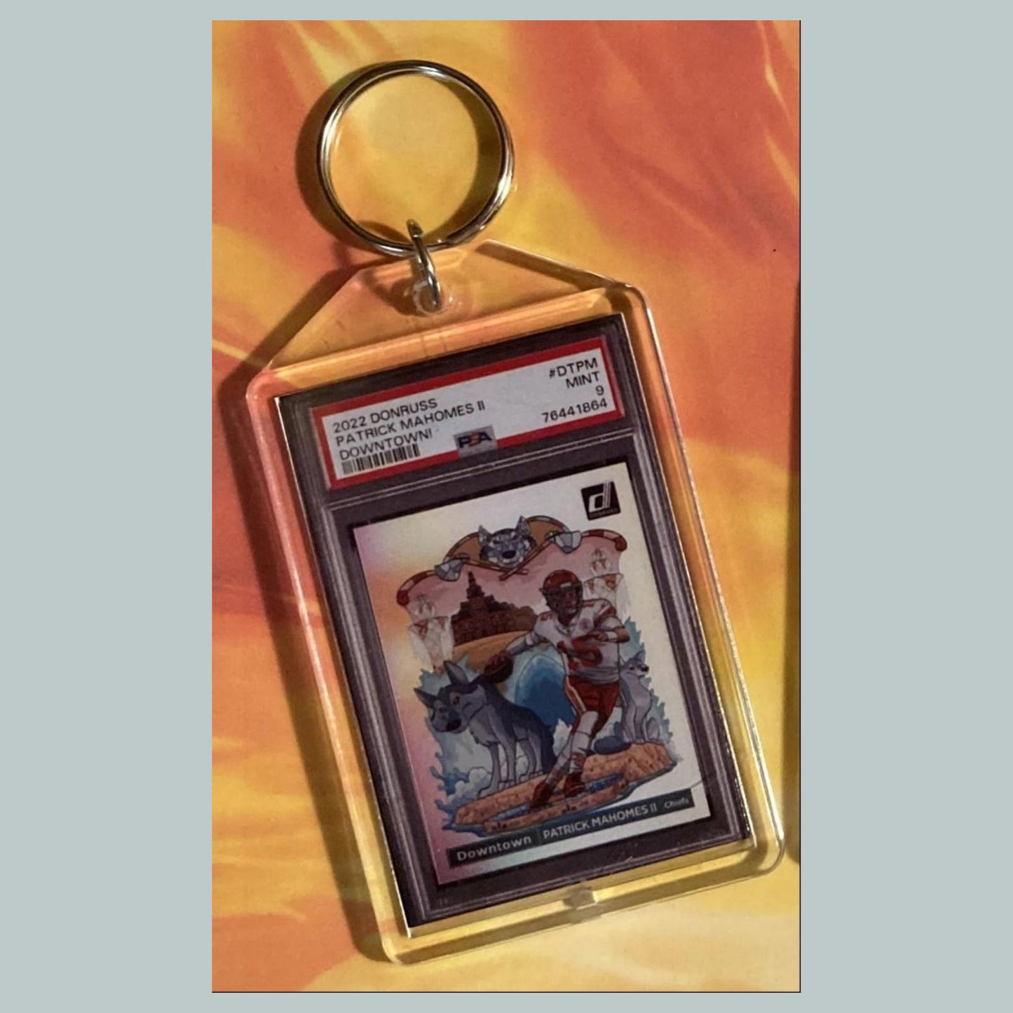 0650 Patrick Mahomes 2022 Panini Donruss Downtown Custom Keychain