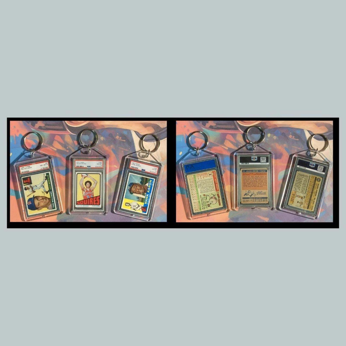 3441B Ted Williams/Julius Erving/Hank Aaron 3 Pack Bundle -3 Novelty Keychains BBL KYC