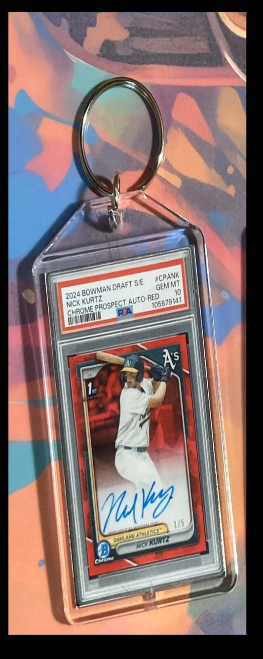 3230 Nick Kurtz 2024 Bowman Draft Chrome Red Auto-Custom Keychain - Great Gift BBL KYC