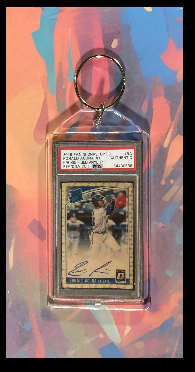 3064 Ronald Acuna 2018 Panini Optic SuperFractor Auto Custom Keychain BBL KYC