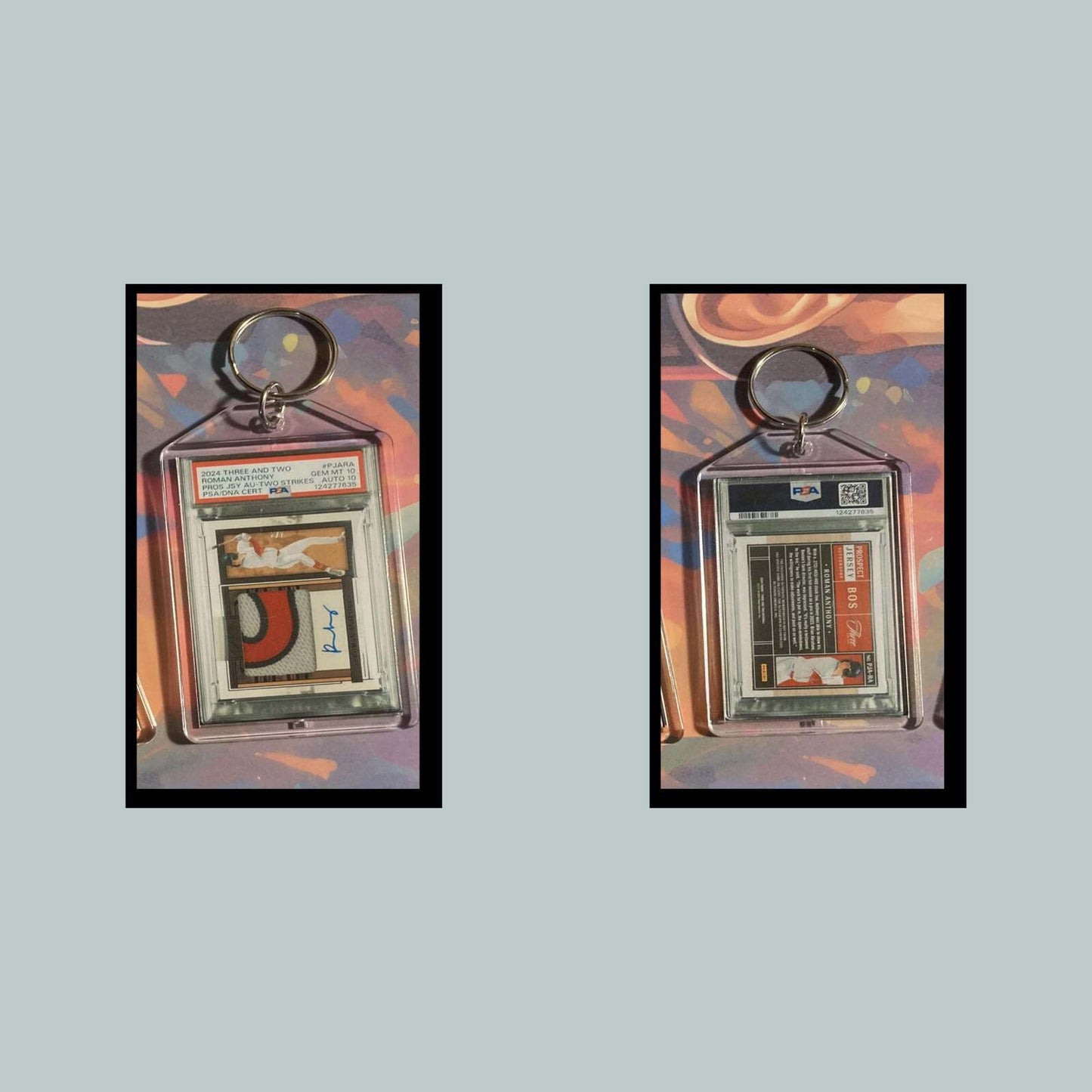 3486 Roman Anthony 2024 Panini Three and Two Patch Auto Custom Made Keychain BBL KYC
