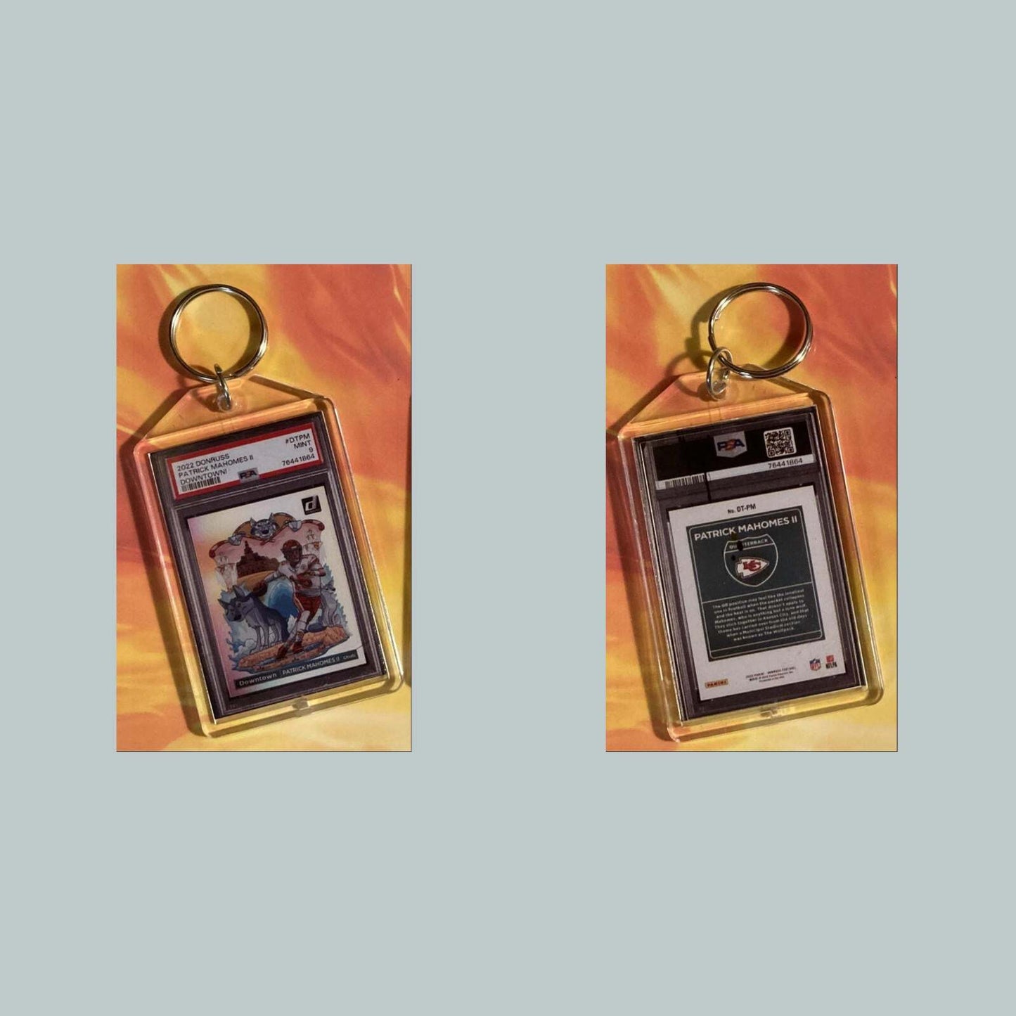 3607 Patrick Mahomes 2022 Panini Donruss Downtown Custom Keychain FBL