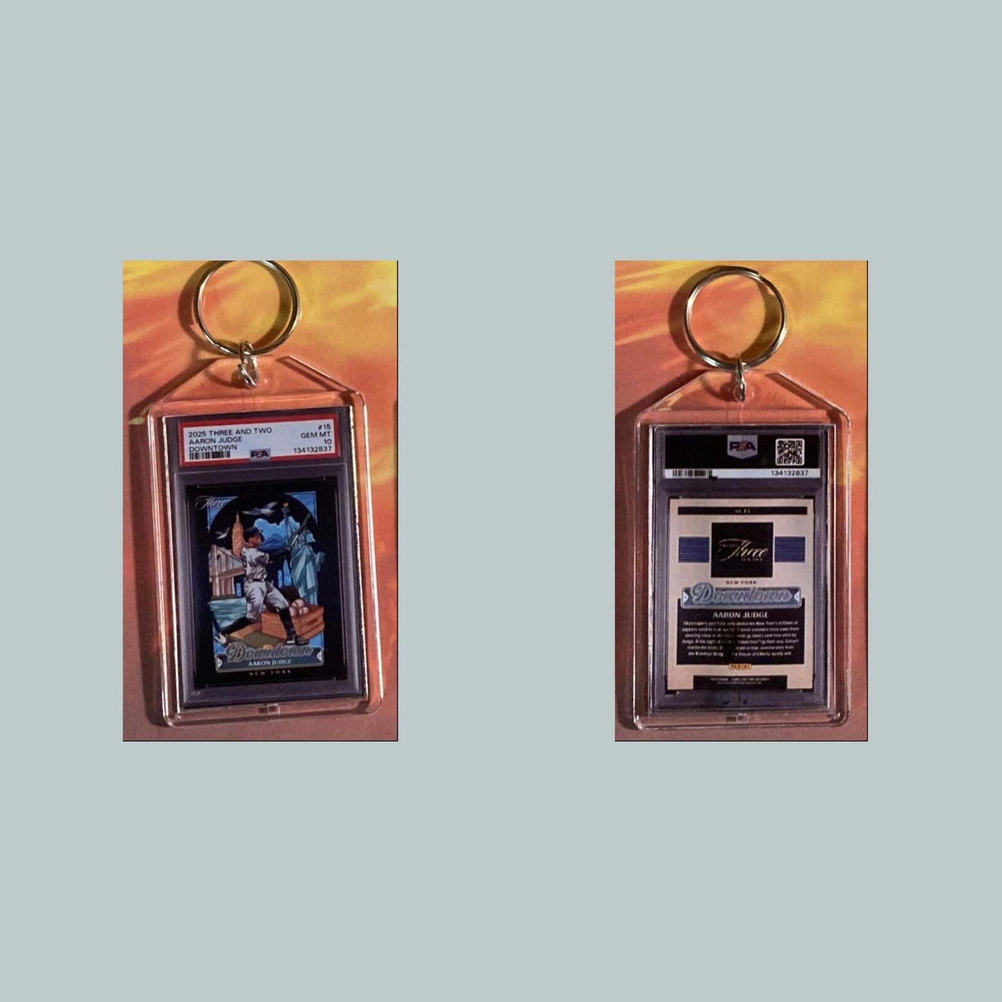 3597 Aaron Judge 2025 Panini Three and Two Downtown Custom Made Keychain BBL KYC