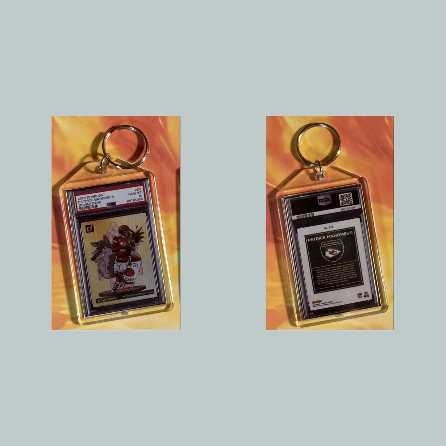 3604 Patrick Mahomes 2023 Panini Donruss Downtown Custom Keychain FBL