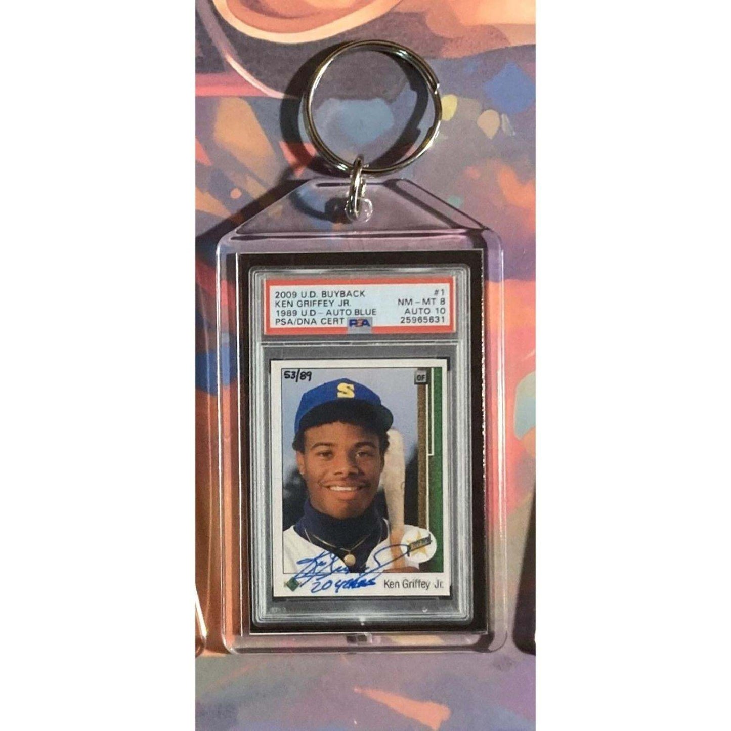 3198 Ken Griffey Jr 2009 Upper Deck Buyback-1989 UD Auto Custom Novelty Keychain BBL KYC