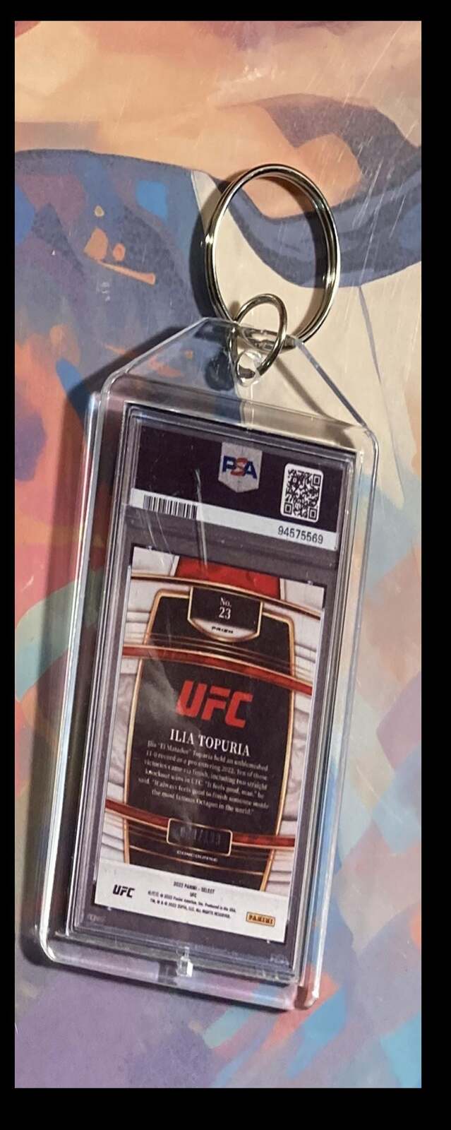 3096 Ilia Topuria 2022 Panini Select Blue Prizm Keychain KYC MSC