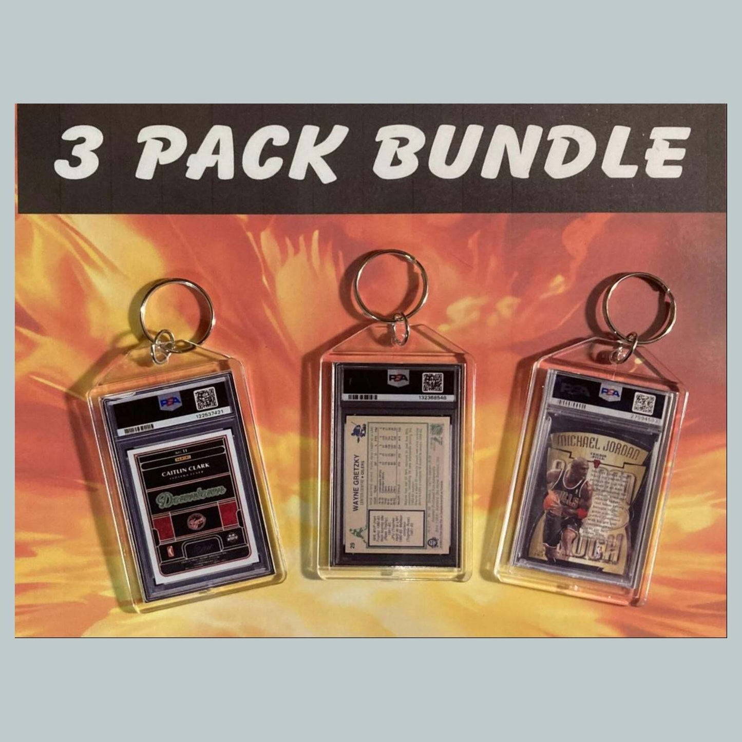 3644B Caitlin Clark-Gretzky Auto-Jordan 3 Pack Custom Hand Made Keychain BKL KYC