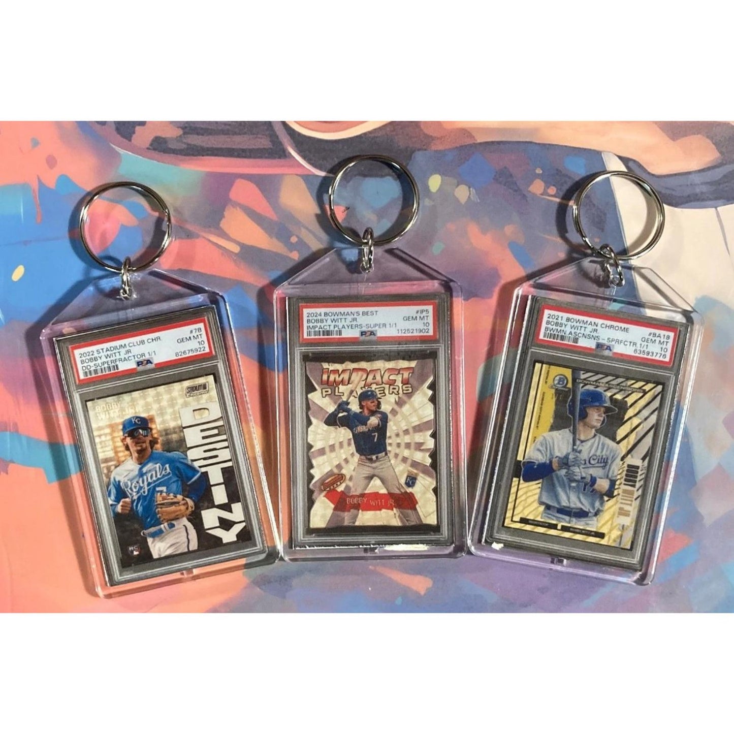 0177B Bobby Witt Jr - 3 Pack Bundle-All SuperFractors Custom Novelty Keychains