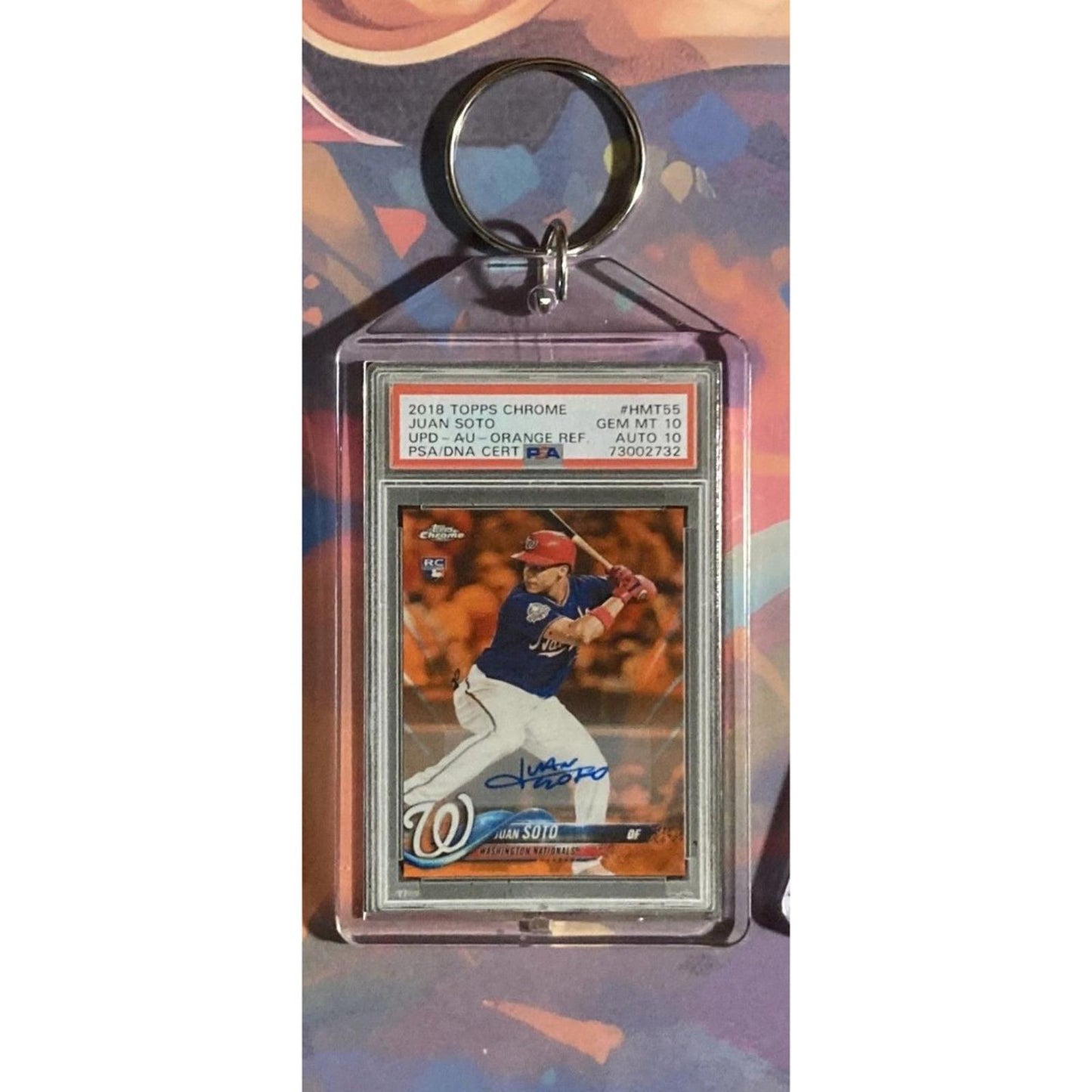 0243 Juan Soto 2018 Topps Chrome Orange Refractor Auto Custom Novelty Keychain