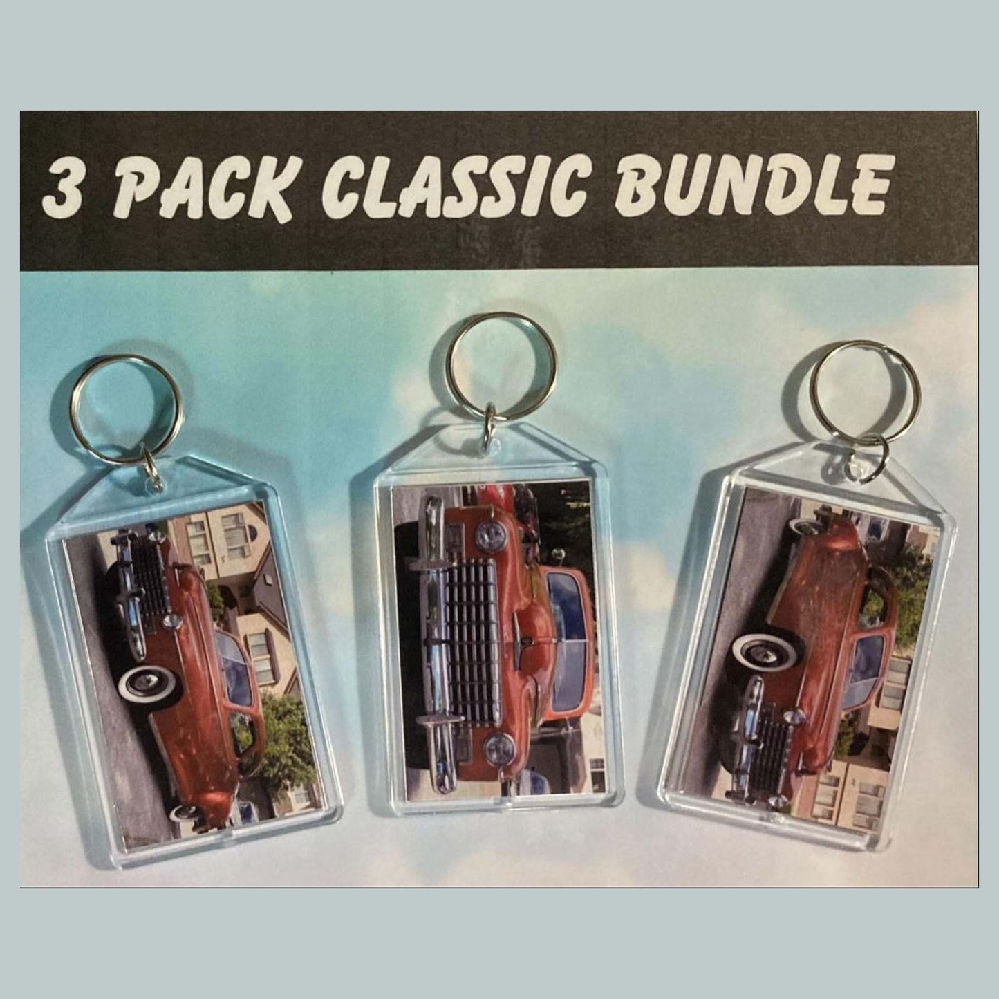 3567B Threefer Bundle 1946 Dodge D24 Club Coupe Acrylic Keychain | Vintage MSC KYC