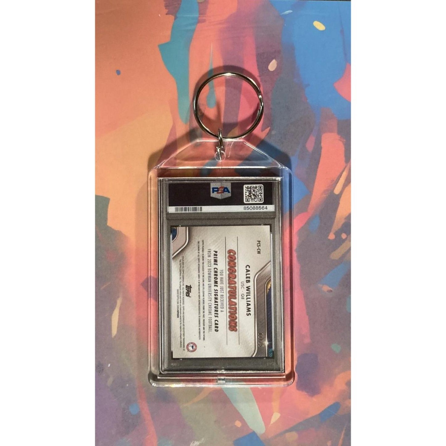 0117 Caleb Williams 2022 Bowman University Chrome Orange Auto Novelty Keychain