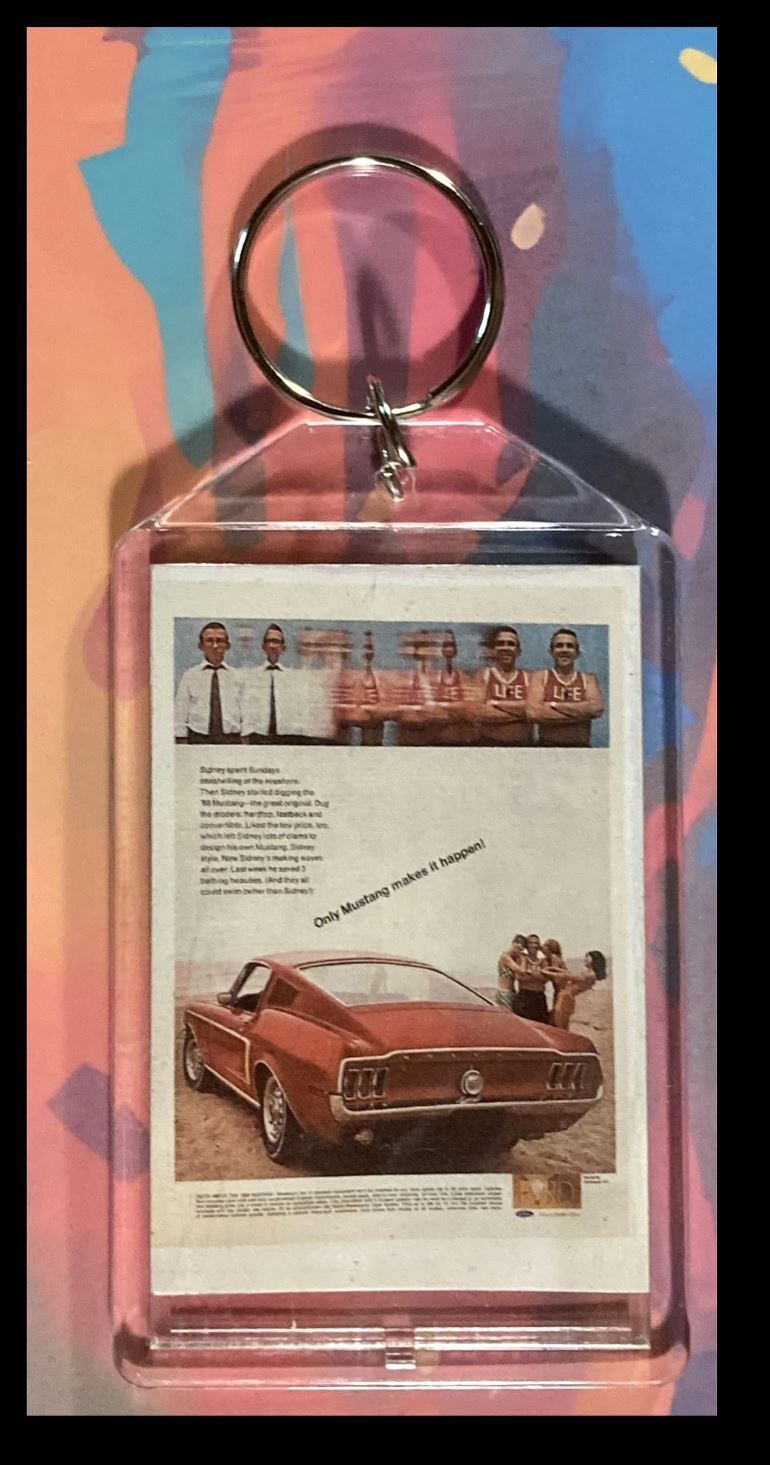 3333 Ad Mustang From The 60s Custom Hand Made Keychain - Makes A Great Gift KYC MSC